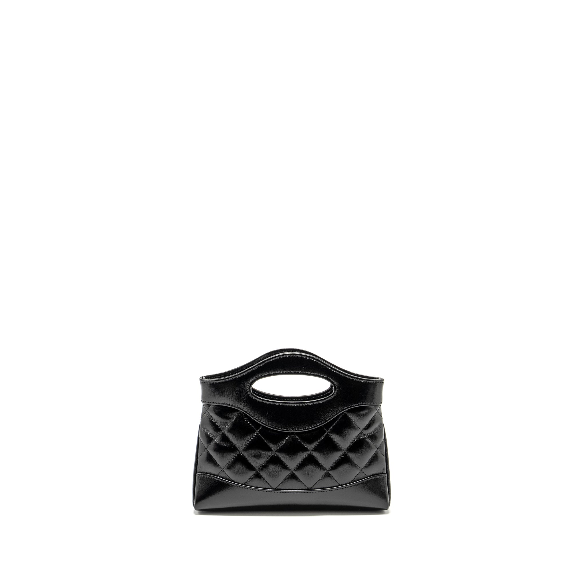 CHANEL MINI 31 CLUTCH WITH CHAIN SHINY LAMBSKIN BLACK LGHW (MICROCHIP)