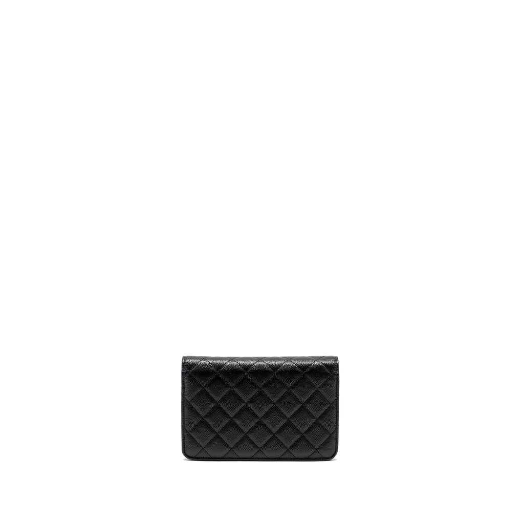 CHANEL DETAILED CC LOGO WALLET ON CHAIN CAVIAR BLACK GHW (MICROCHIP)