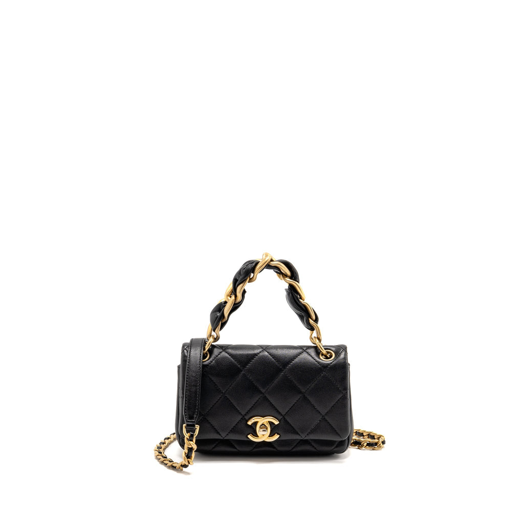 CHANEL SMALL CHAIN IS MORE FLAP BAG LAMBSKIN BLACK GHW