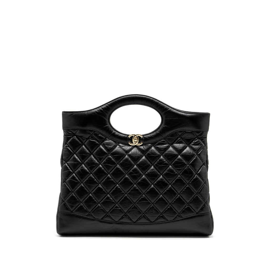 CHANEL LARGE 31 BAG AGED CALFSKIN BLACK LGHW (MICROCHIP)