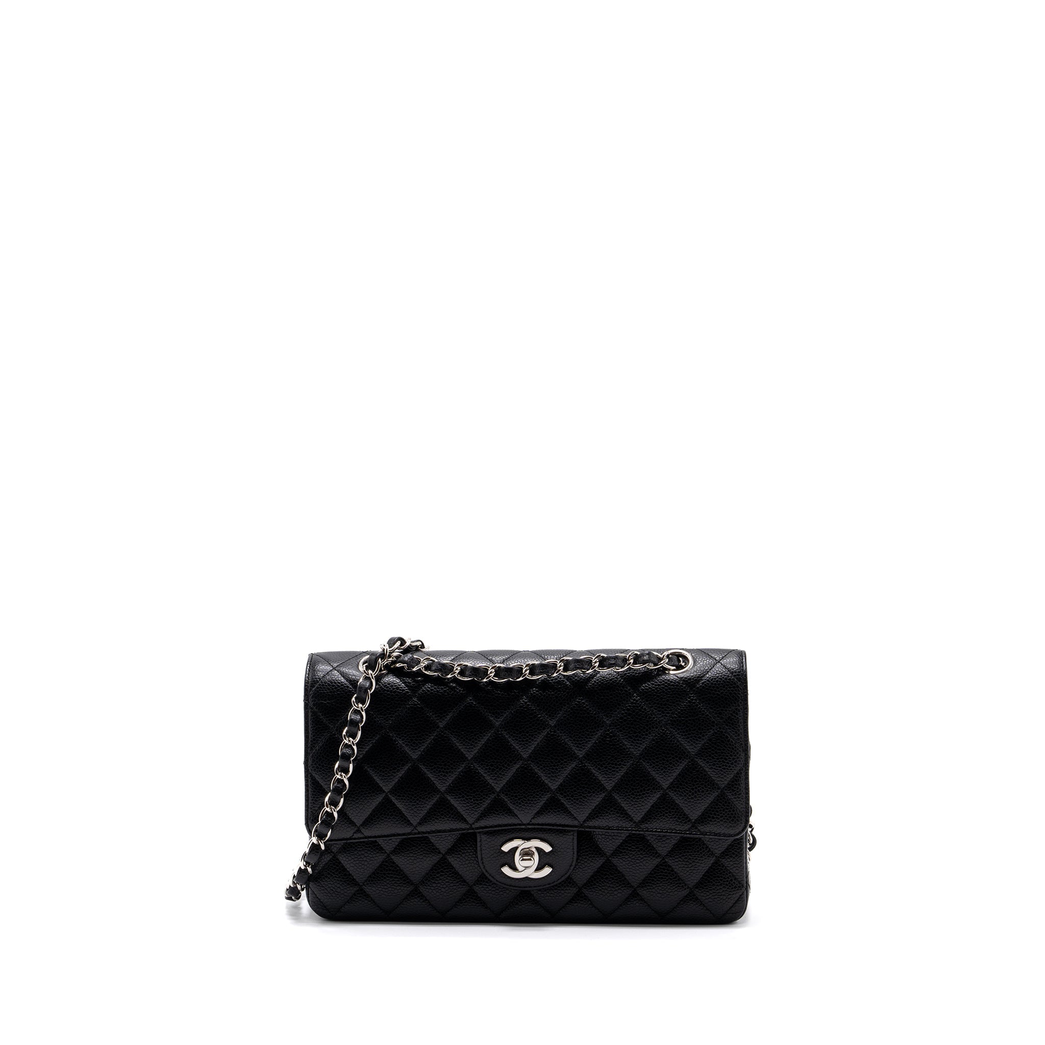 CHANEL MEDIUM CLASSIC DOUBLE FLAP BAG CAVIAR BLACK SHW