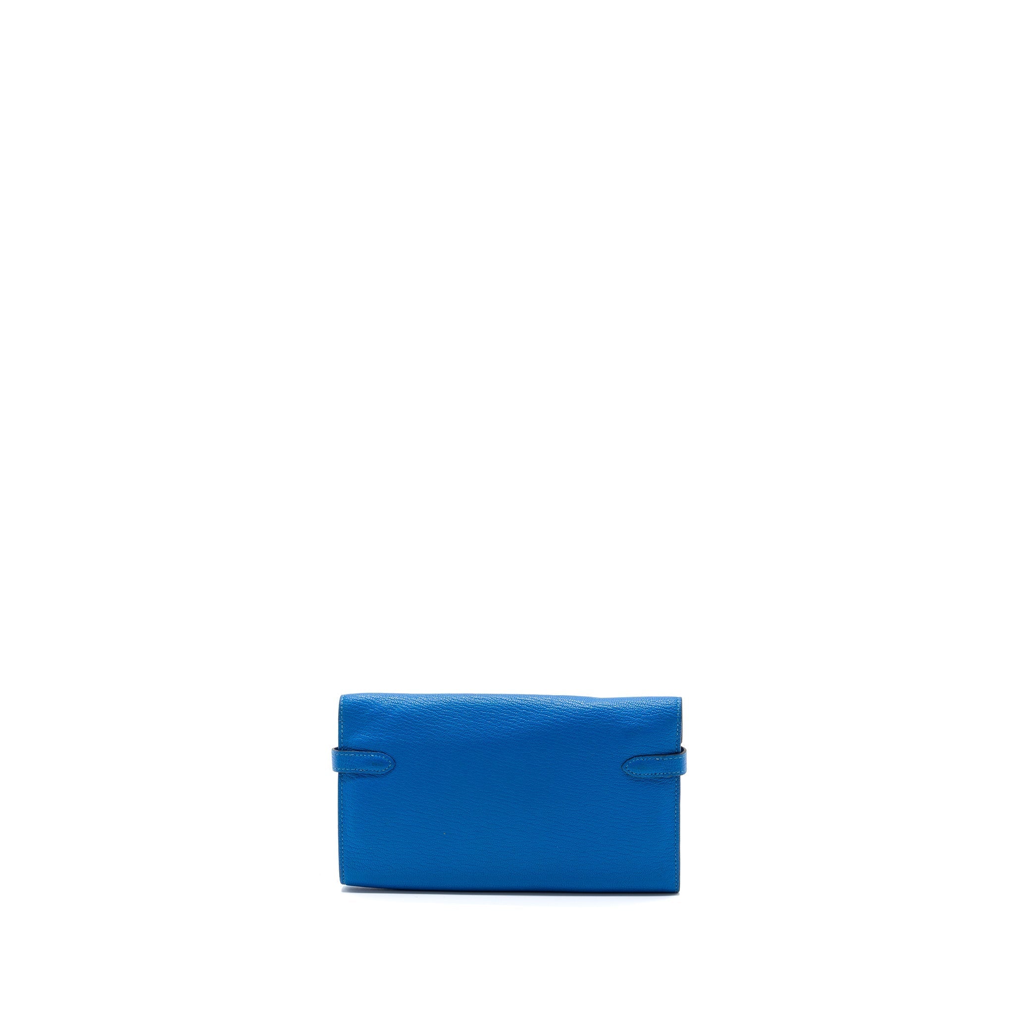 HERMES KELLY CLASSIC LONG WALLET CHÈVRE MYSORE BLUE HYDRA  SHW