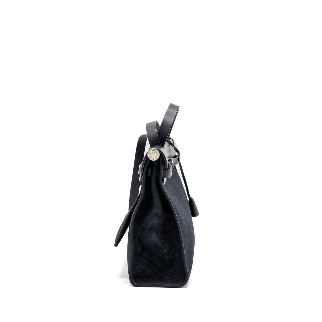 HERMES HERBAG 31 ZIP BAG CANVAS/ HUNTER BLACK SHW