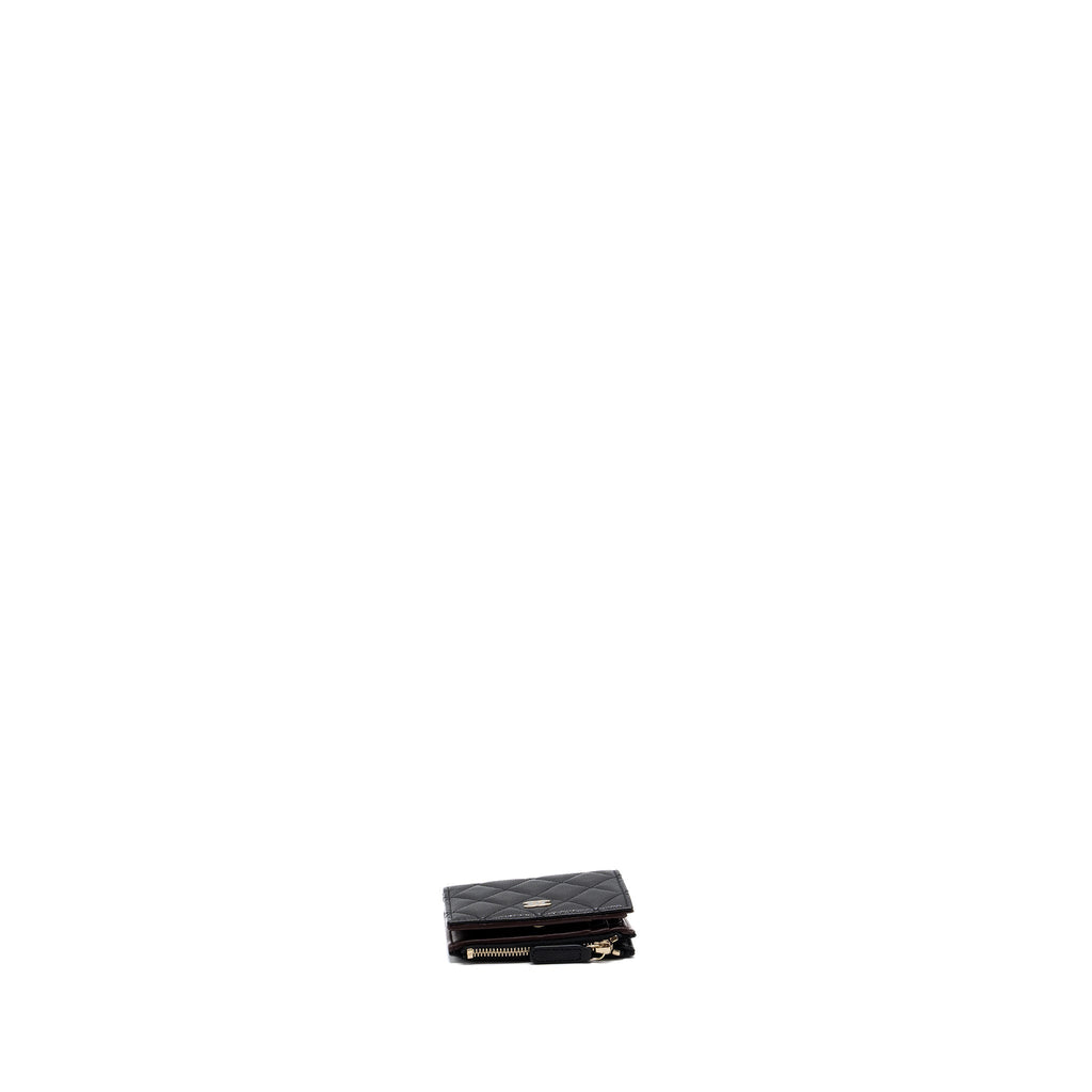 CHANEL QUILTED FOLD WALLET CAVIAR BLACK LGHW (MICROCHIP)