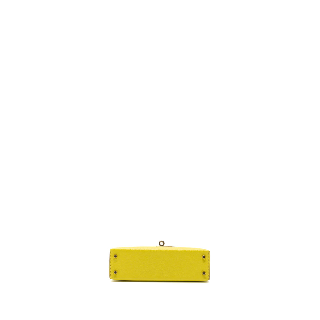 HERMES MINI KELLY II CHEVRE MYSORE LIME / GRIS PERLE LGHW