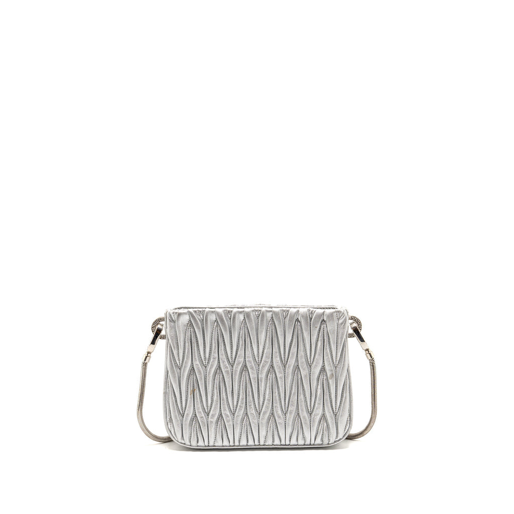 MIU MIU SASSY BAG MATELASSE NAPA LEATHER SILVER SHW