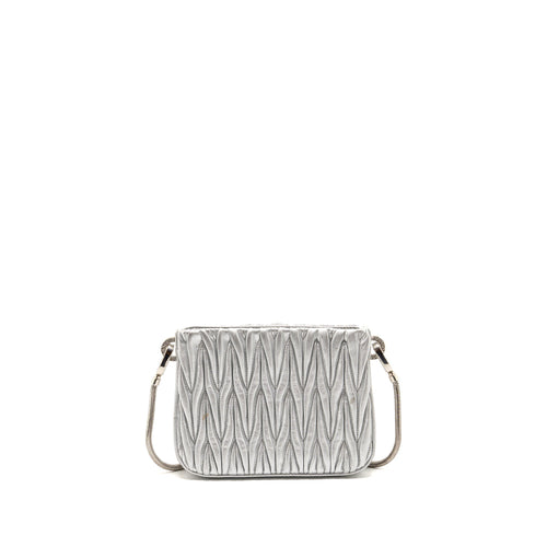 MIU MIU SASSY BAG MATELASSE NAPA LEATHER SILVER SHW