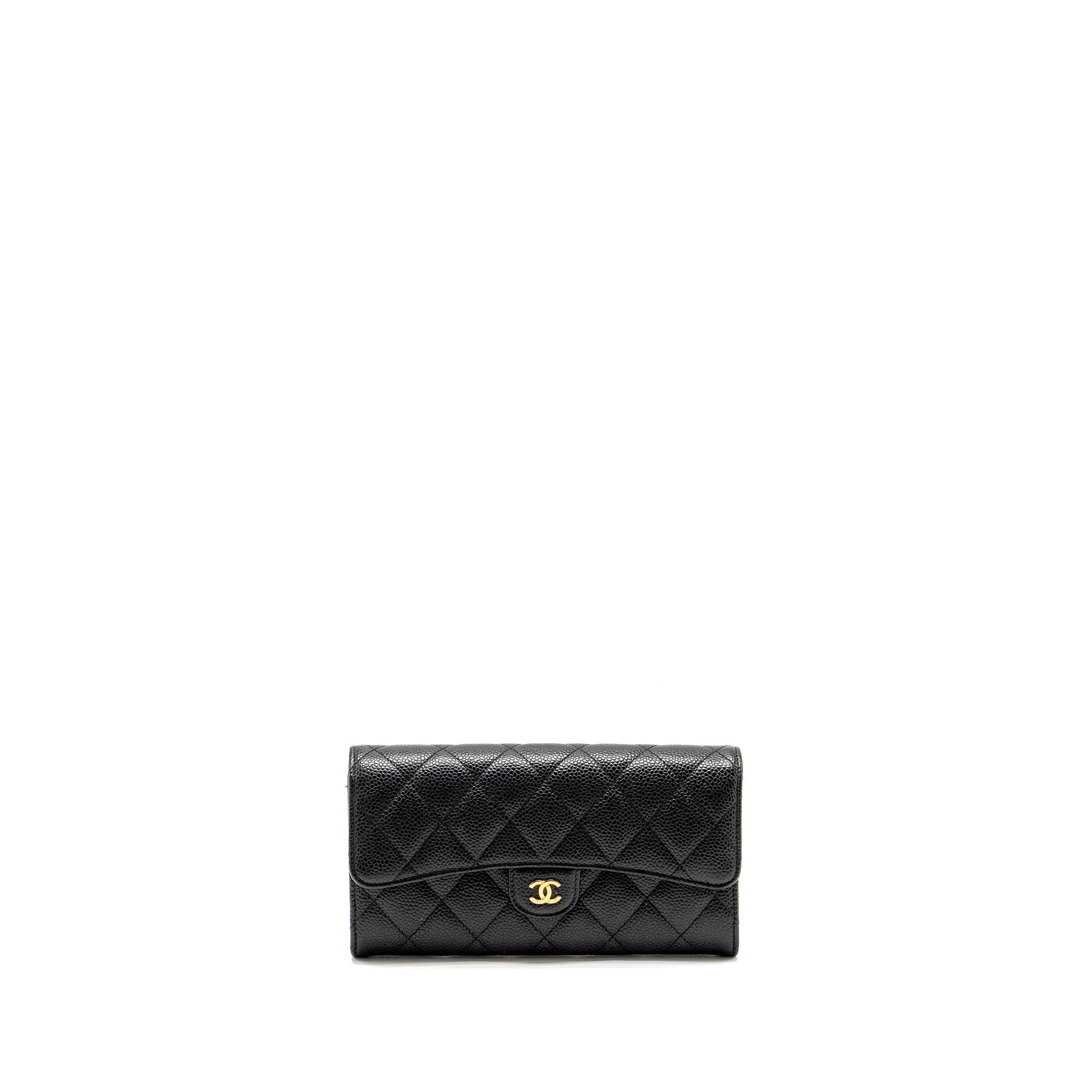 CHANEL CLASSIC FLAP LONG WALLET CAVIAR BLACK GHW