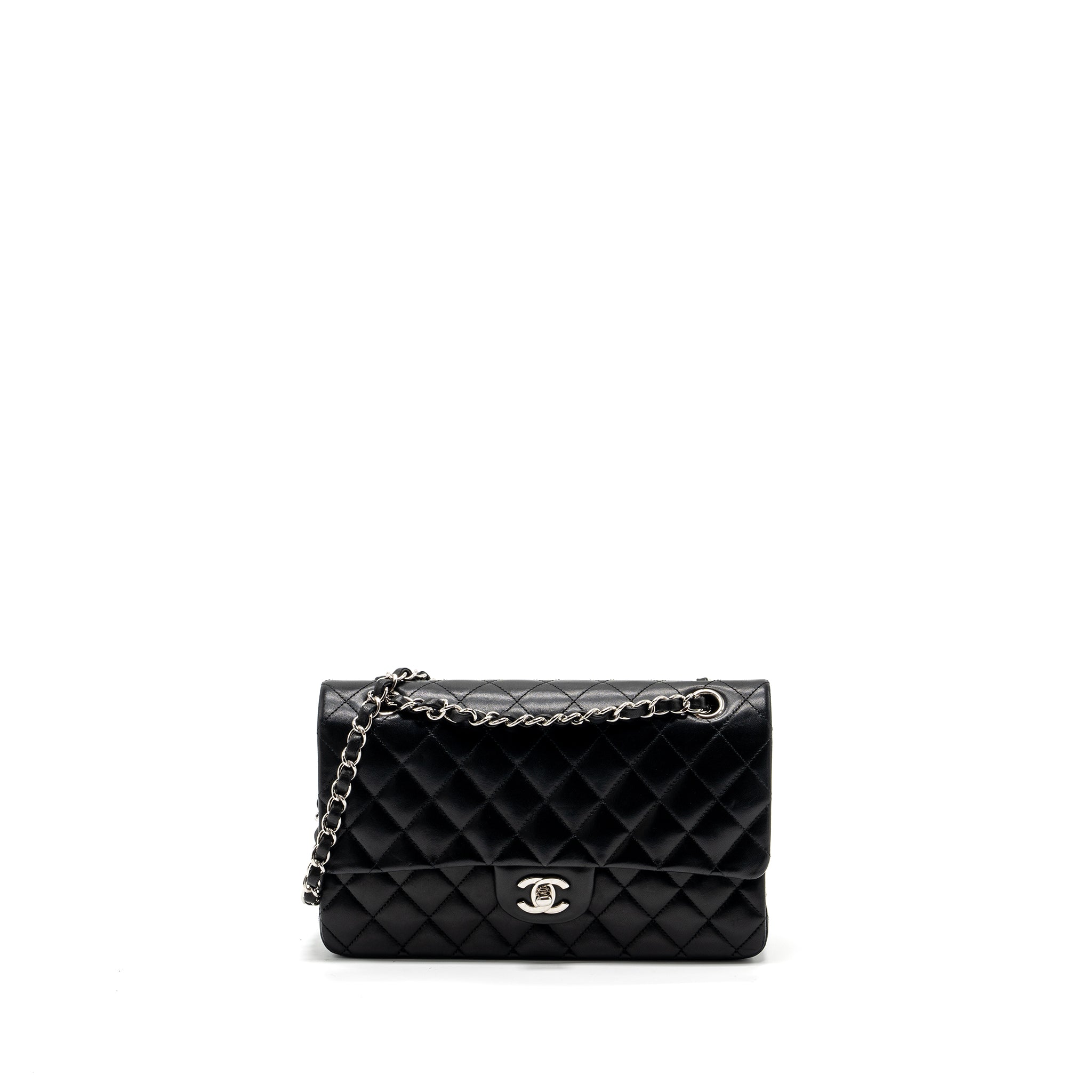 CHANEL MEDIUM CLASSIC DOUBLE FLAP BAG LAMBSKIN BLACK SHW