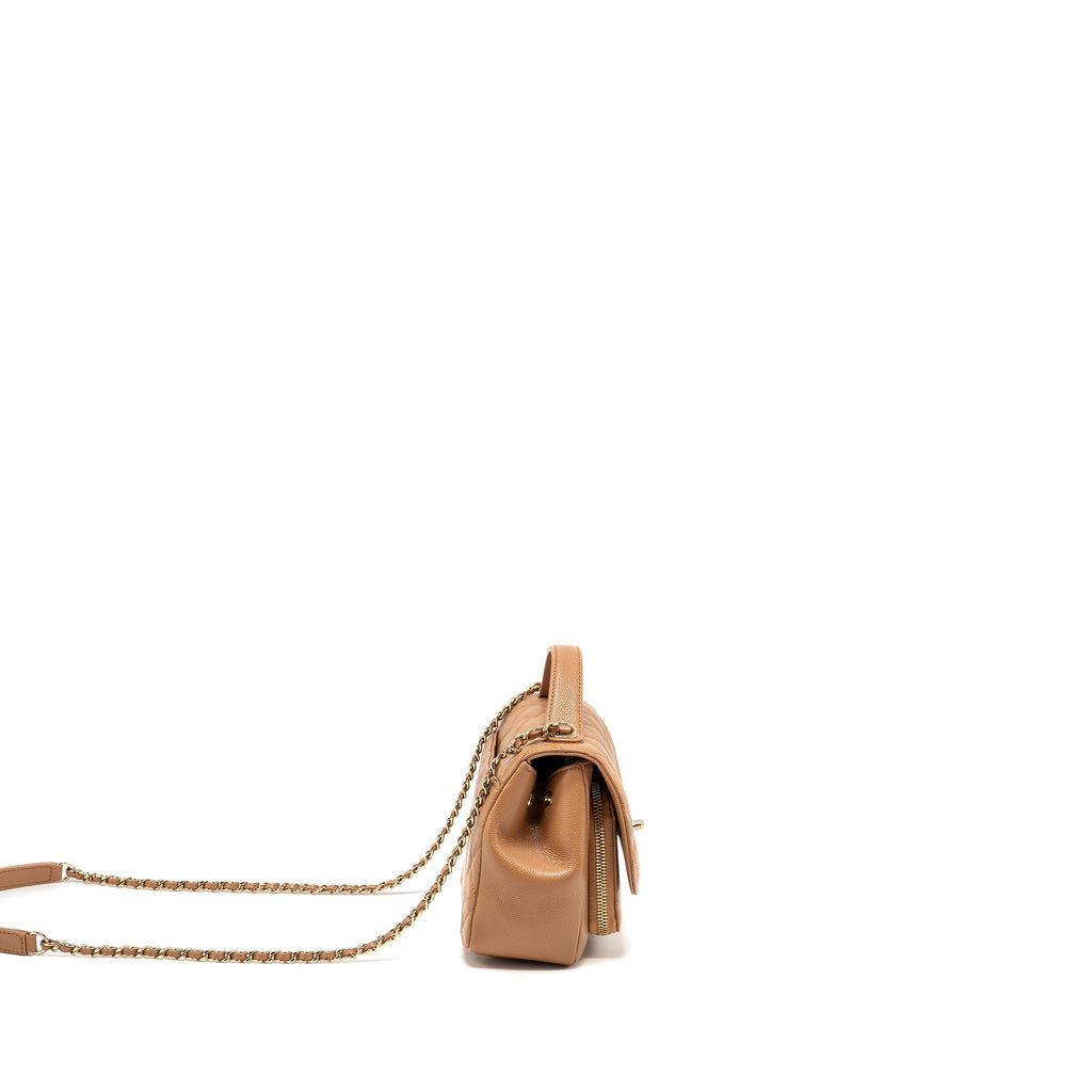 CHANEL SMALL BUSINESS AFFINITY CAVIAR DARK BEIGE LGHW