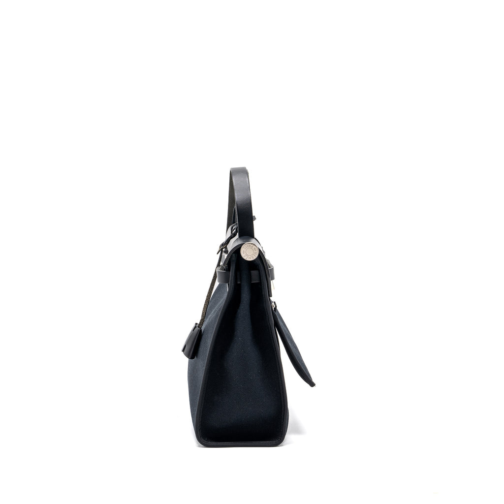 HERMES HERBAG 31 ZIP BAG CANVAS/ HUNTER BLACK SHW