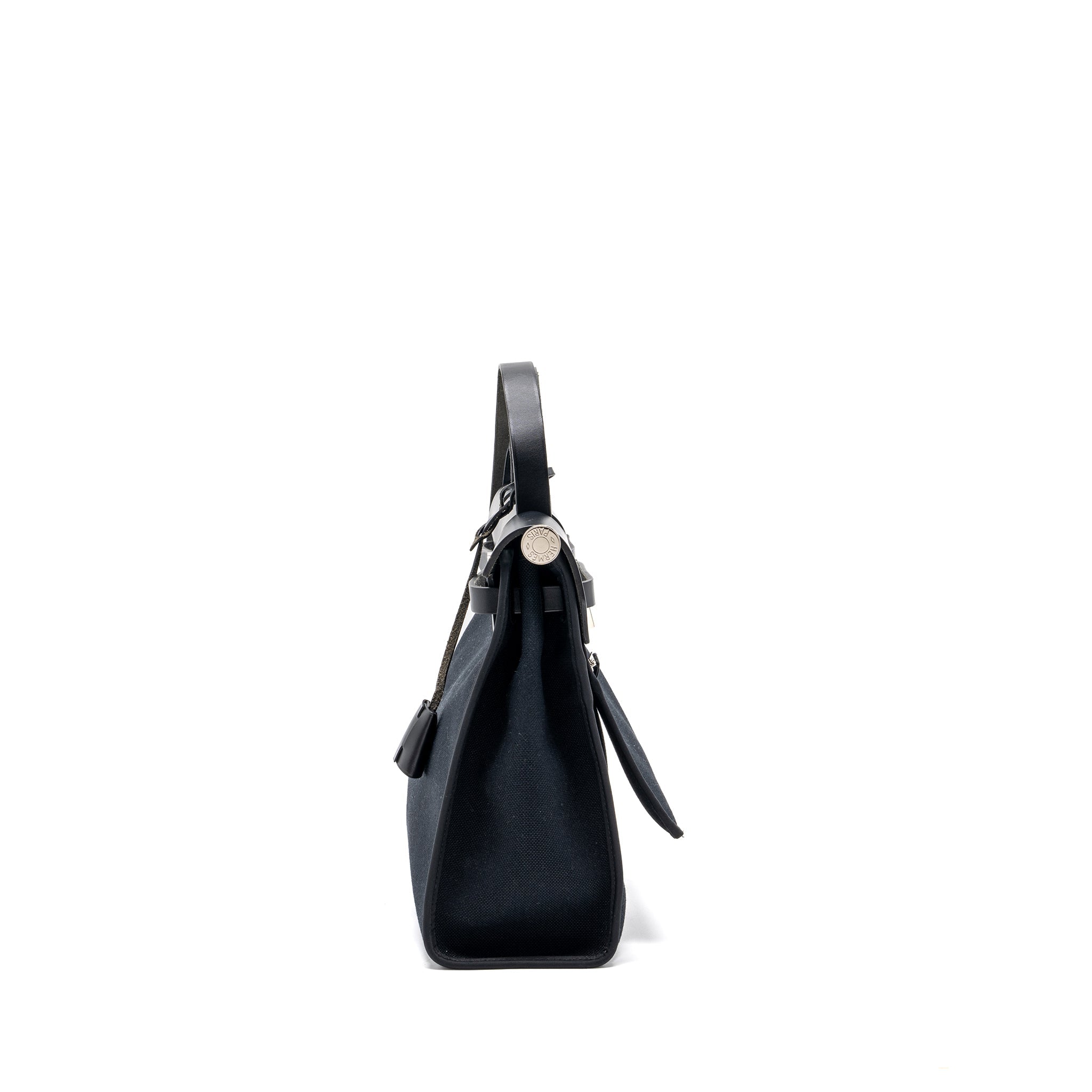 HERMES HERBAG 31 ZIP BAG CANVAS/ HUNTER BLACK SHW