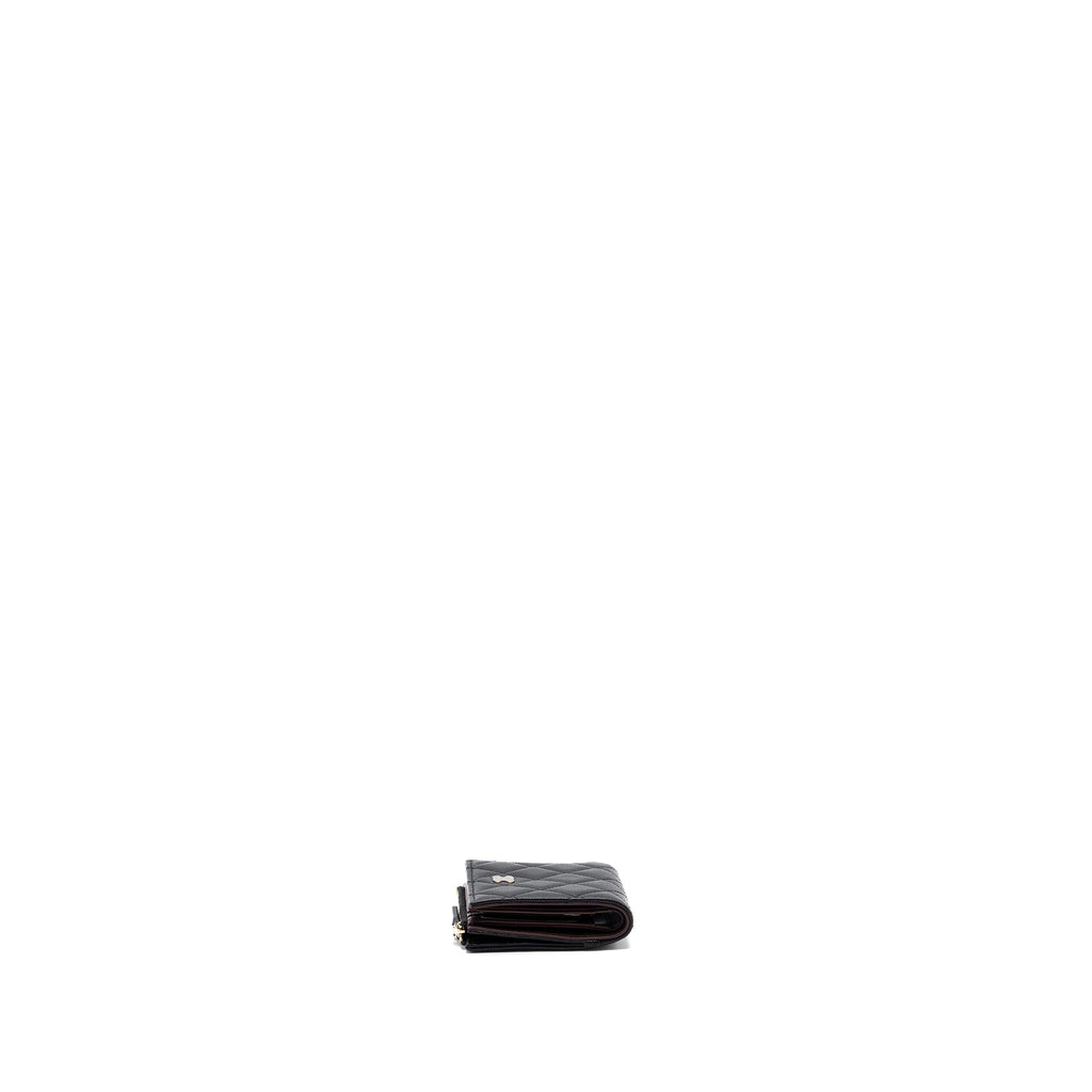 CHANEL QUILTED FOLD WALLET CAVIAR BLACK LGHW (MICROCHIP)