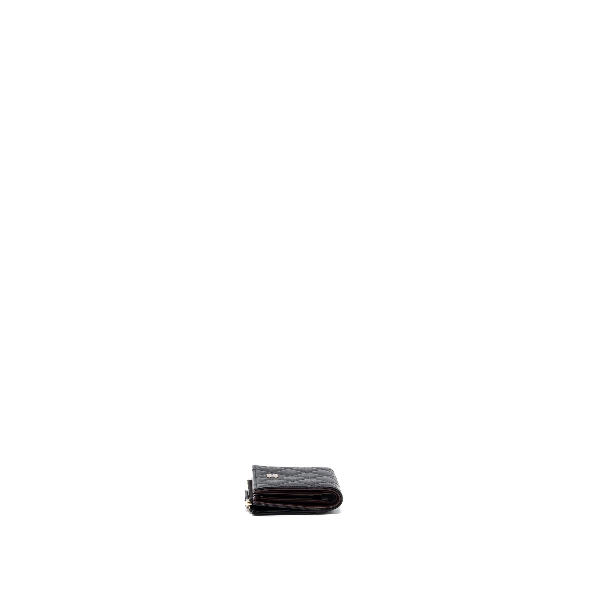 CHANEL QUILTED FOLD WALLET CAVIAR BLACK LGHW (MICROCHIP)