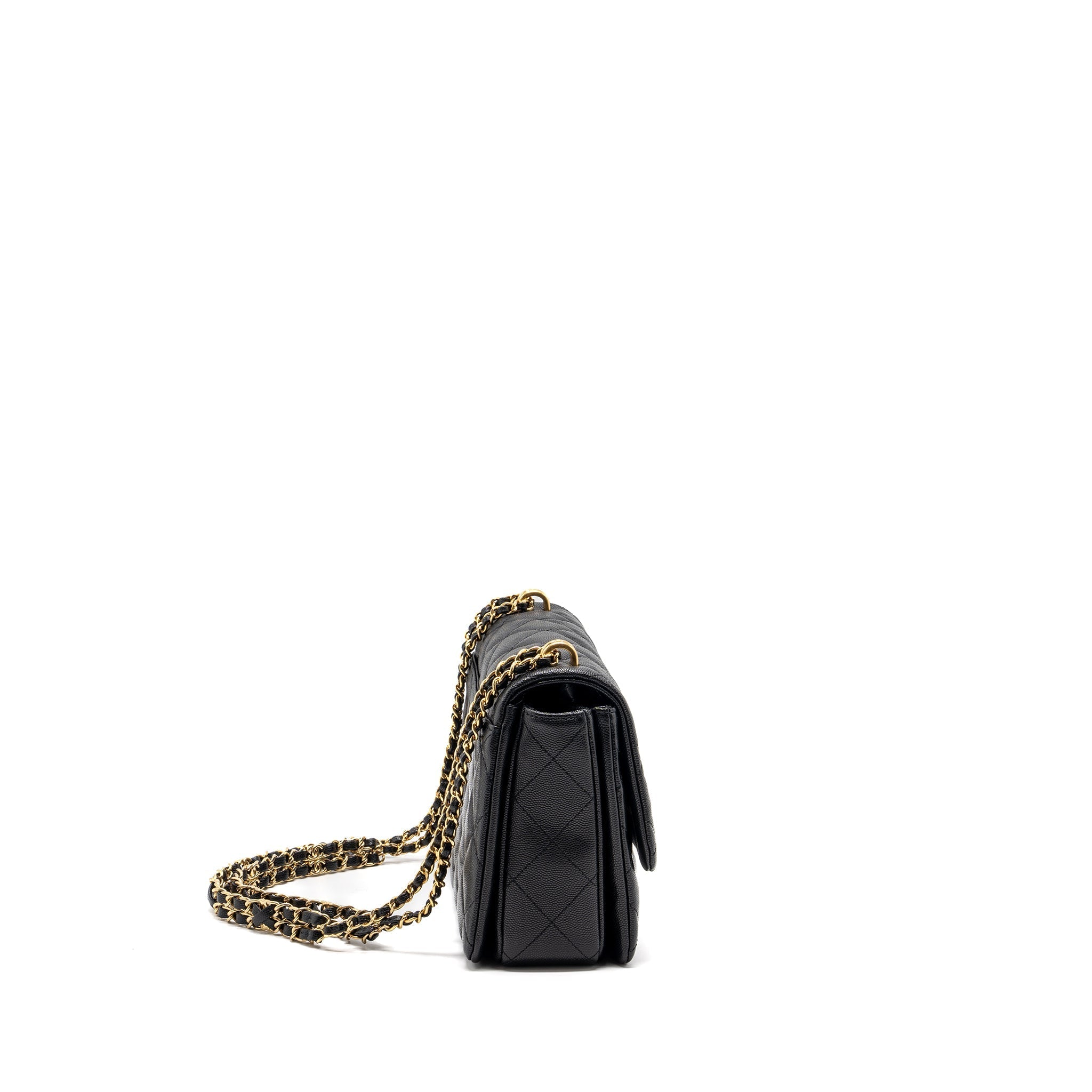 CHANEL 22K COCO FIRST FLAP BAG CAVIAR BLACK GHW (MICROCHIP)