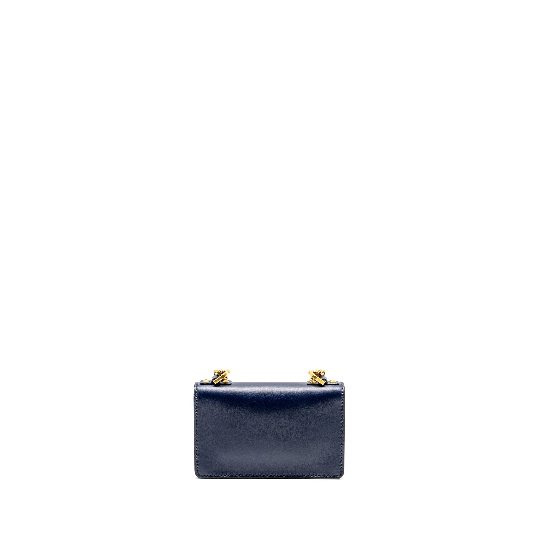 DIOR MINI J’ADIOR CHAIN FLAP BAG CALFSKIN NAVY BLUE GHW