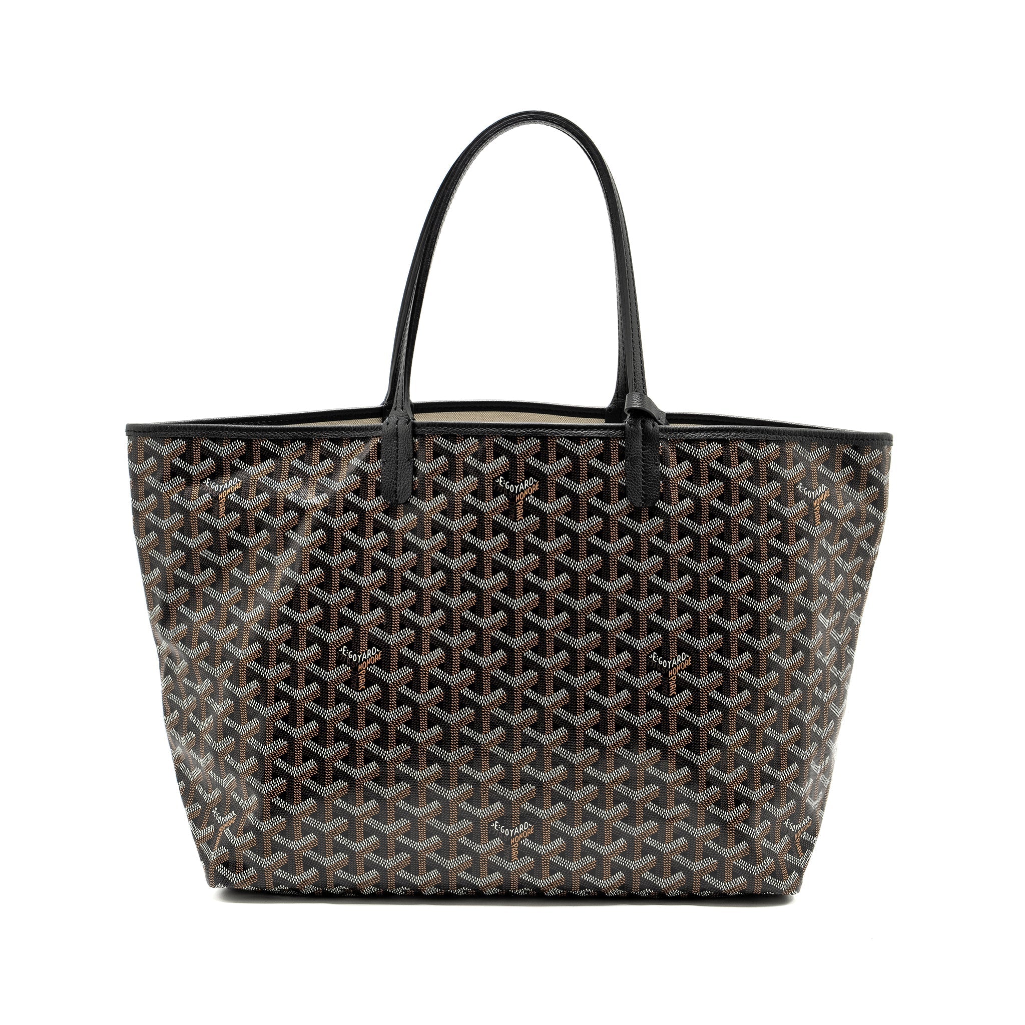 GOYARD SAINT LOUIS PM TOTE BAG GOYARDINE CANVAS / CALFSKIN BLACK SHW