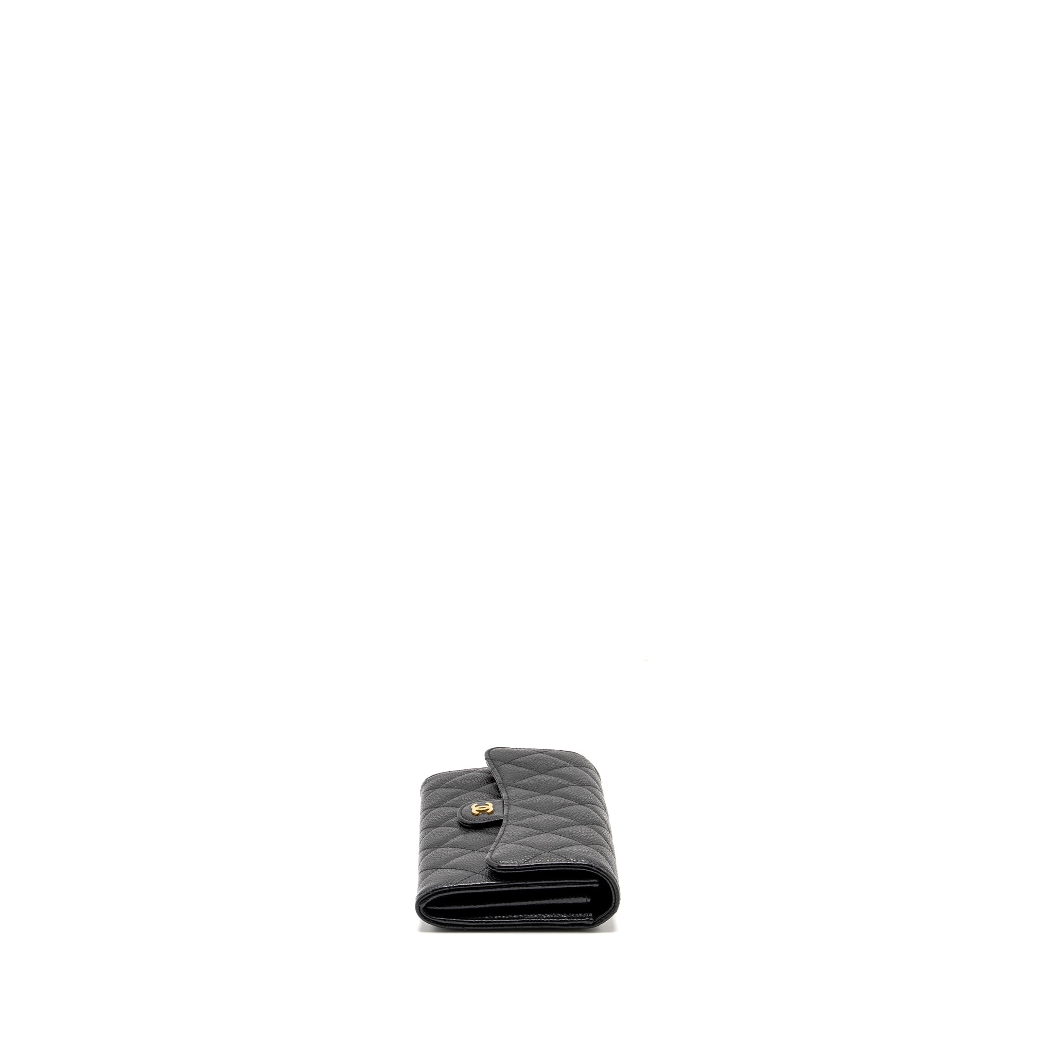 CHANEL CLASSIC FLAP LONG WALLET CAVIAR BLACK GHW