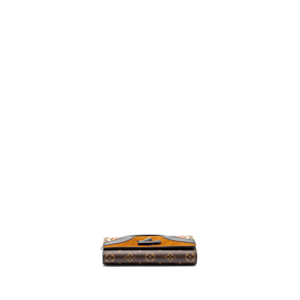 LOUIS VUITTON WILD AT HEART TWIST WALLET ON CHAIN CALFSKIN/MONOGRAM CANVAS MULTICOLOLUR BLACK/SLIVER HARDWARE