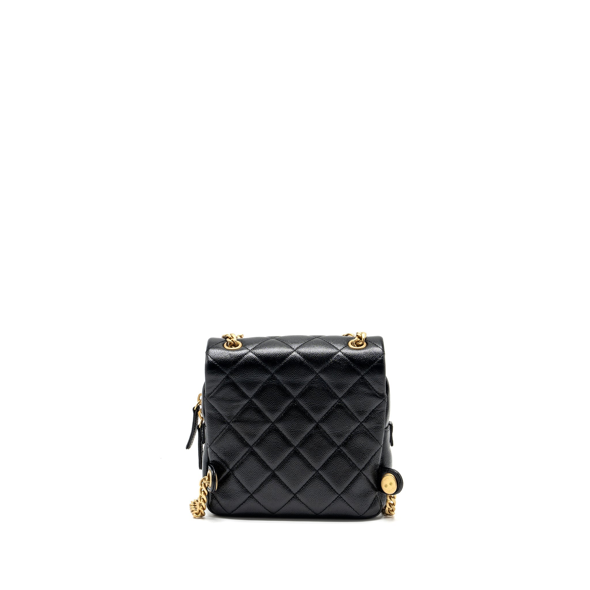 CHANEL QUILTED FLAP BACKPACK CAVIAR BLACK GHW (MICROCHIP)