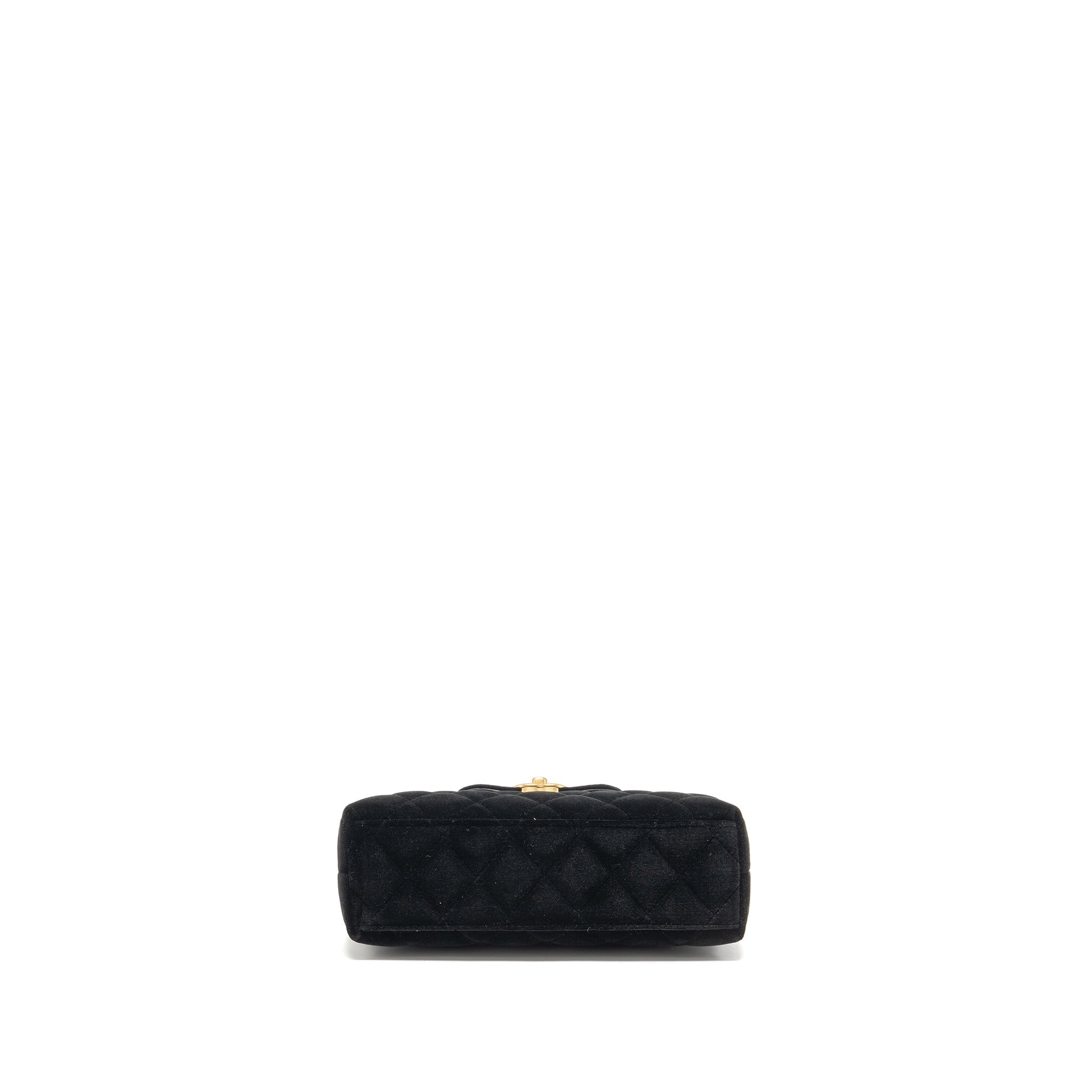 CHANEL MINI KELLY SHOPPING TOTE BAG VELVET BLACK GHW (MICROCHIP)