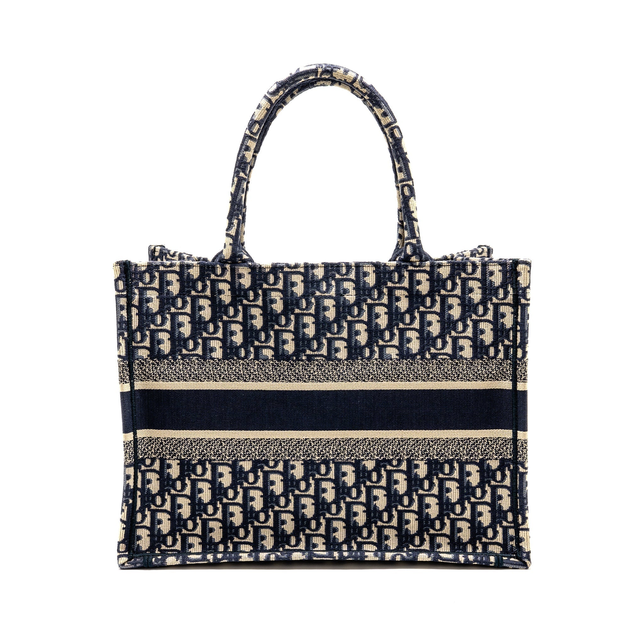 DIOR MEDIUM DIOR BOOK TOTE DIOR OBLIQUE EMBROIDERY ECRU/BLUE
