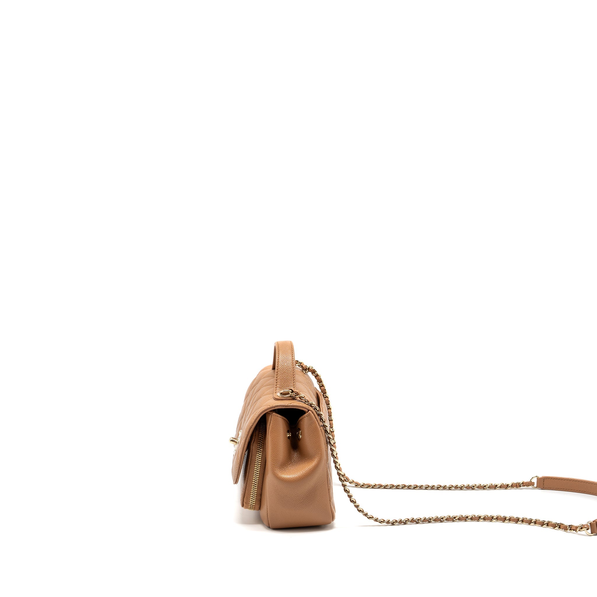 CHANEL SMALL BUSINESS AFFINITY CAVIAR DARK BEIGE LGHW