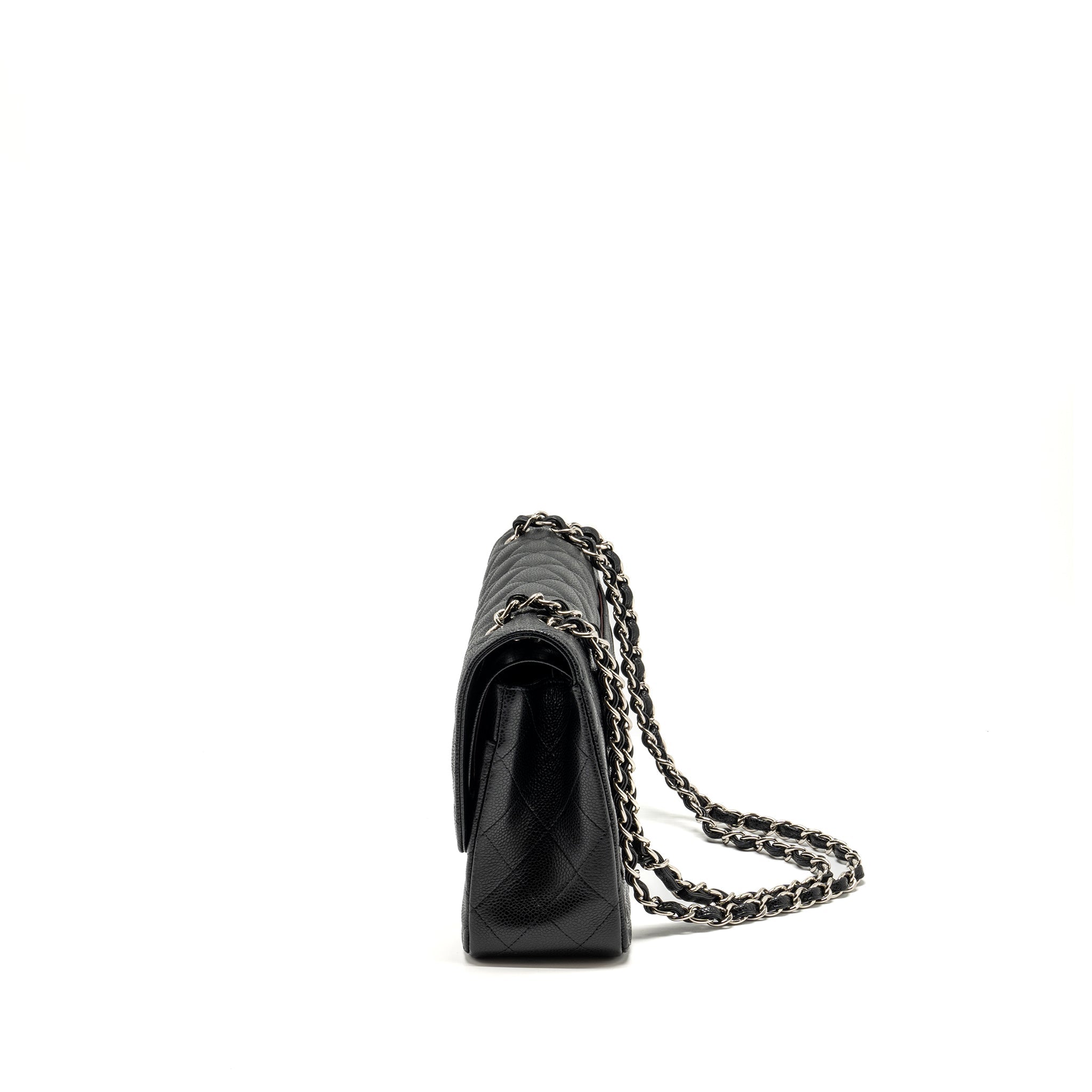 CHANEL JUMBO CLASSIC DOUBLE FLAP BAG CAVIAR BLACK SHW