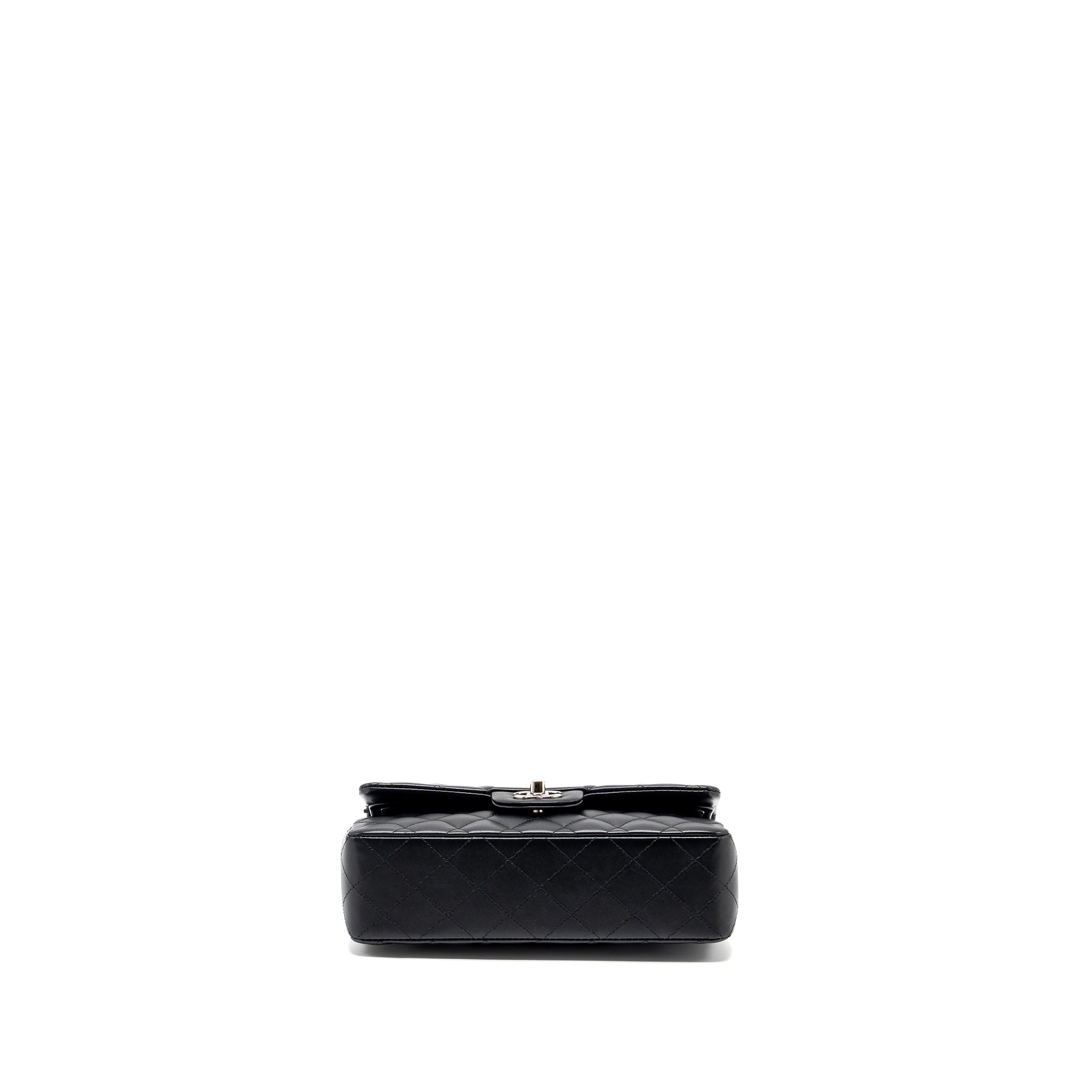 CHANEL SMALL CLASSIC DOUBLE FLAP BAG LAMBSKIN BLACK SHW (MICROCHIP)