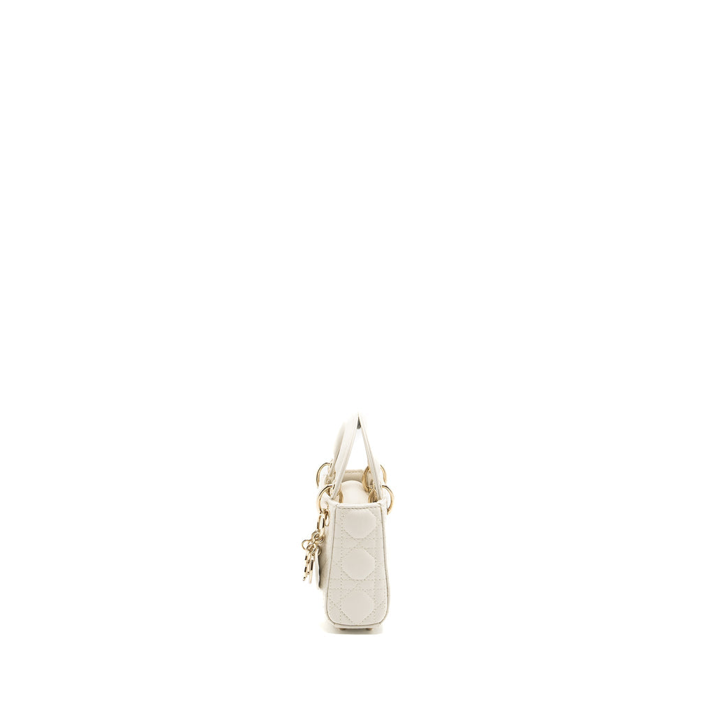 DIOR MICRO LADY DIOR BAG LAMBSKIN WHITE LGHW