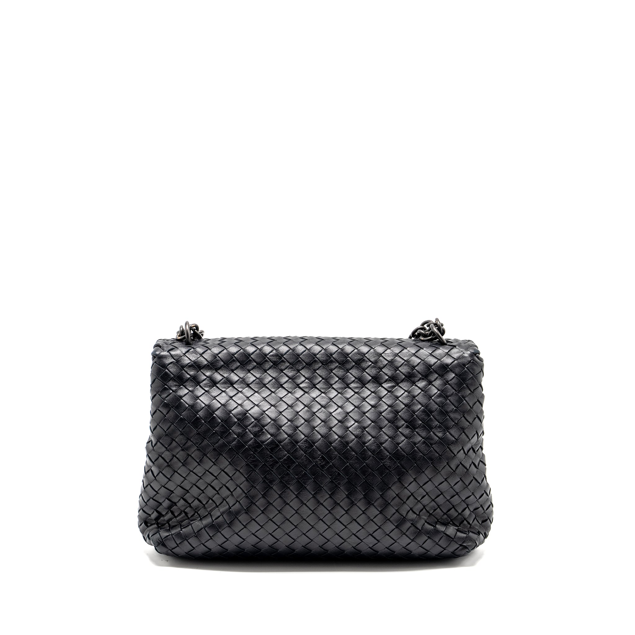 BOTTEGA VENETA OLYMPIA BAG LEATHER BLACK WITH BLACK HARDWARE