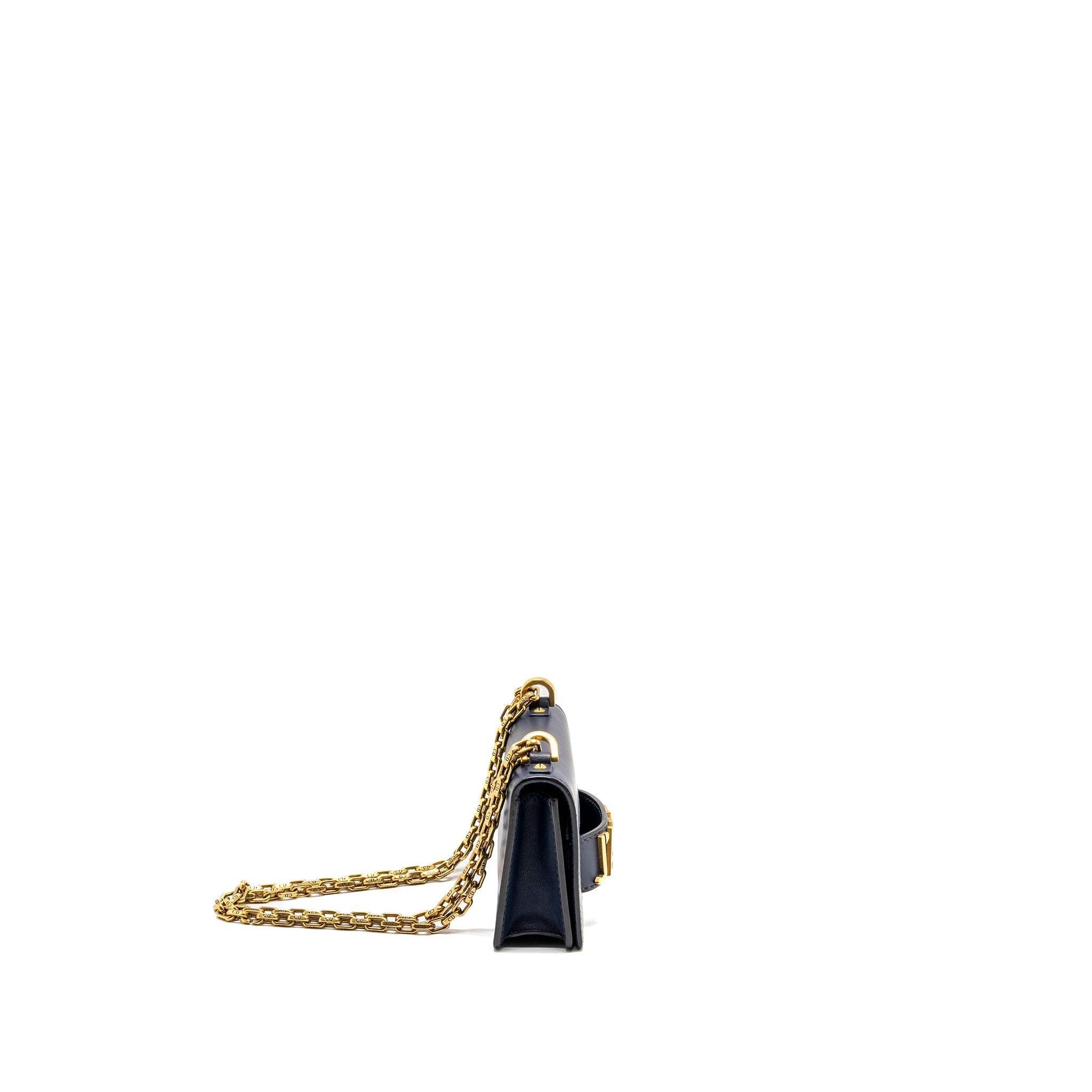 DIOR MINI J’ADIOR CHAIN FLAP BAG CALFSKIN NAVY BLUE GHW