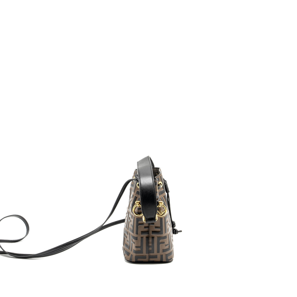 FENDI MINI MON TRESOR BUCKET BAG CALFSKIN BROWN/BLACK GHW