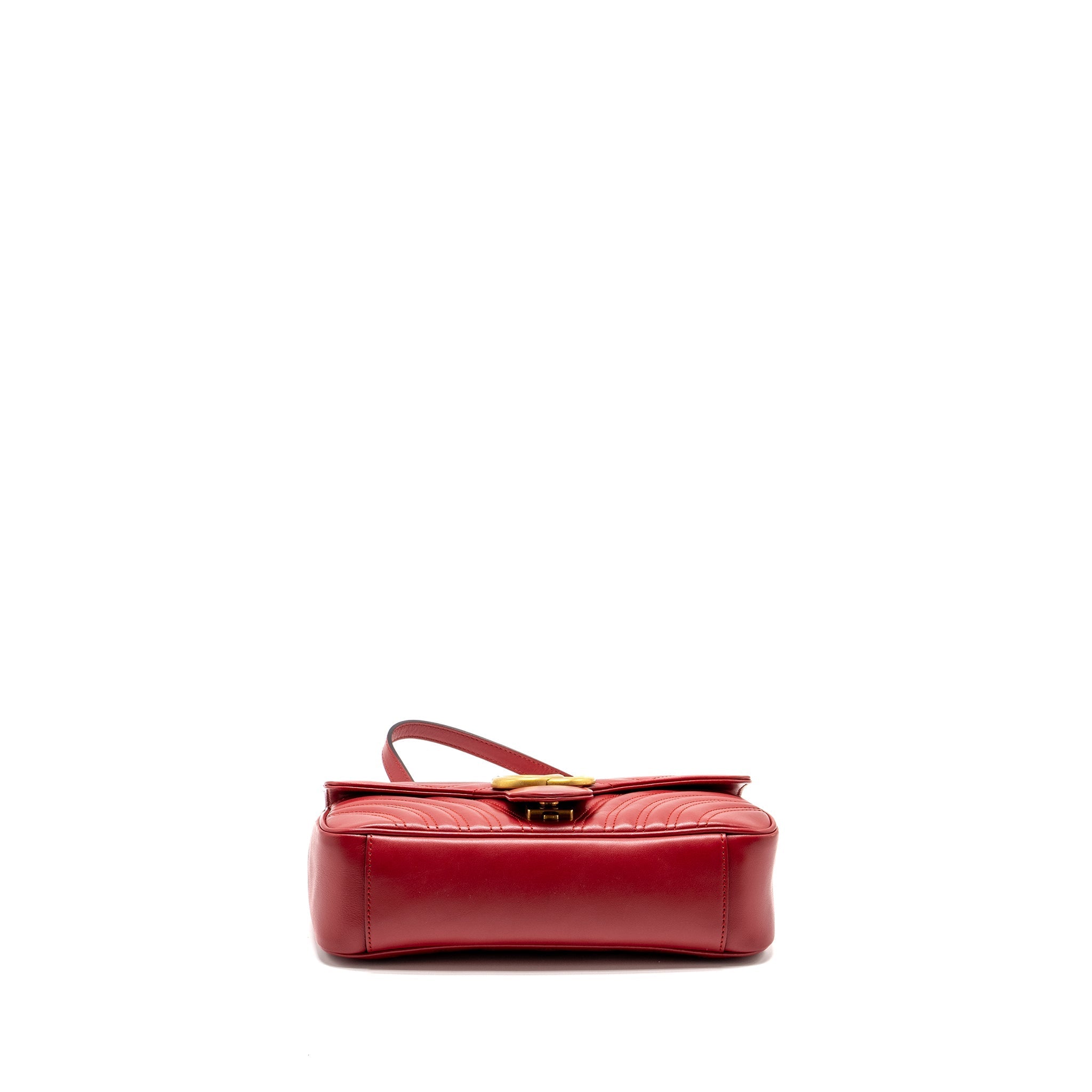 GUCCI SMALL GG MARMONT BAG CALFSKIN RED BRUSHED GHW