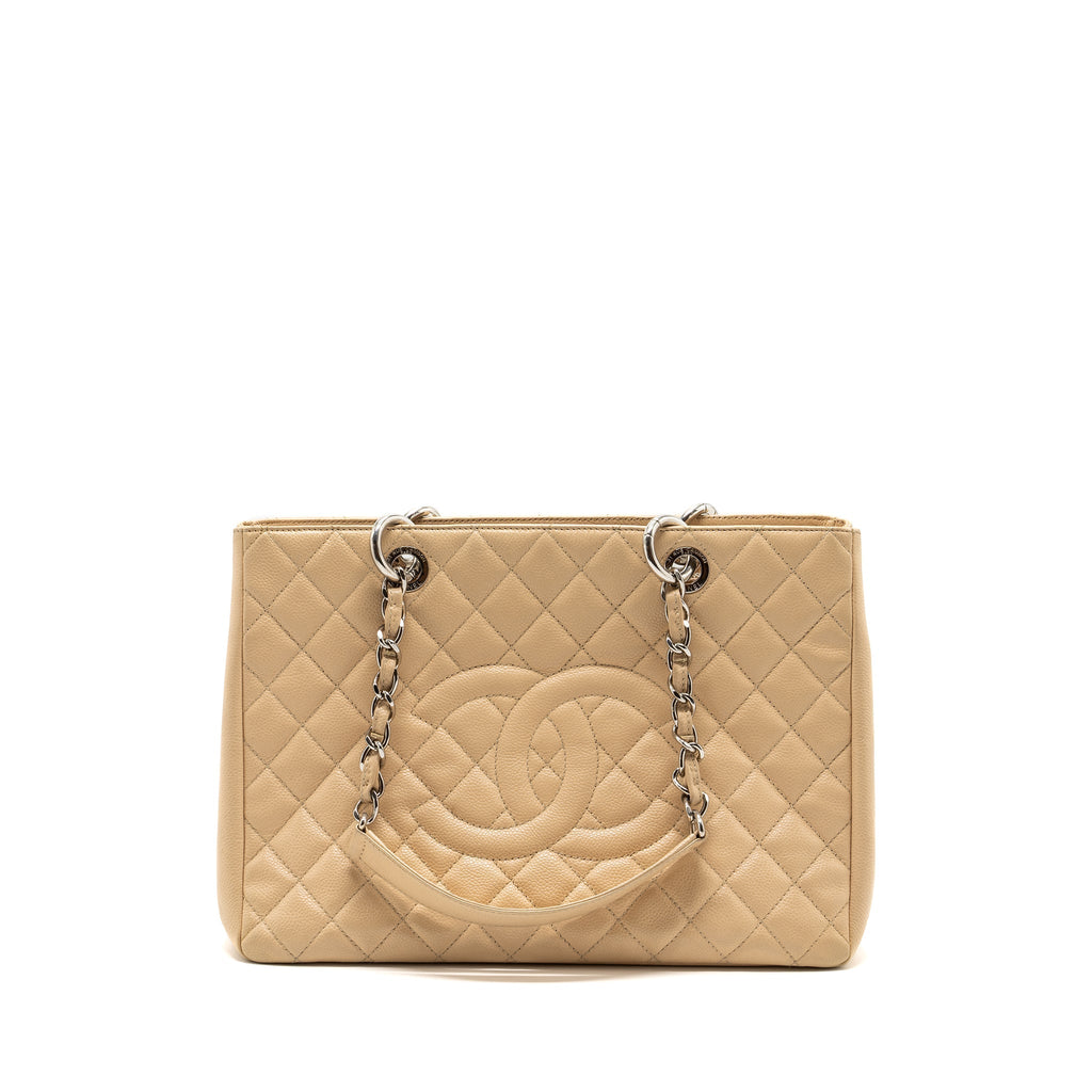 CHANEL GRAND SHOPPING TOTE BAG CAVIAR BEIGE SHW