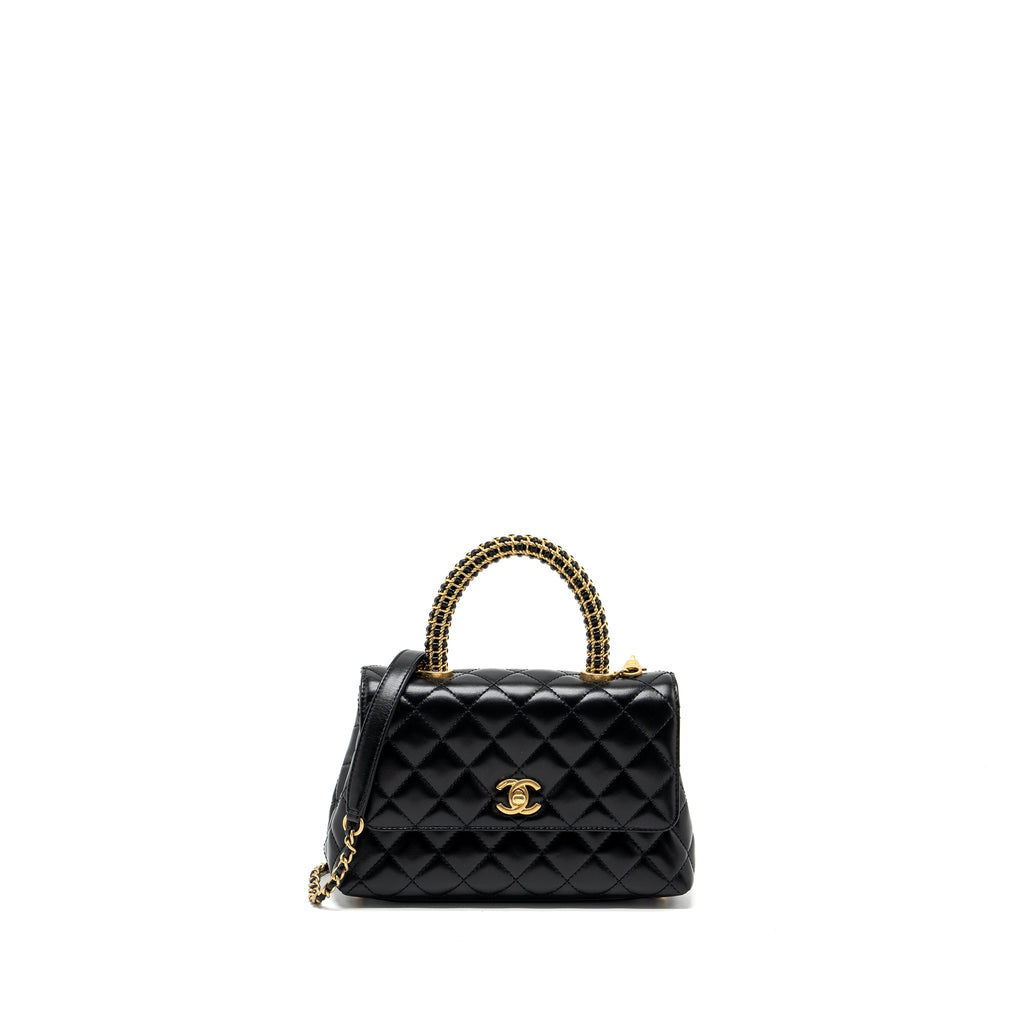CHANEL SMALL COCO HANDLE LIMITED EDITION SMOOTH CALFSKIN BLACK GHW(MICROCHIP)