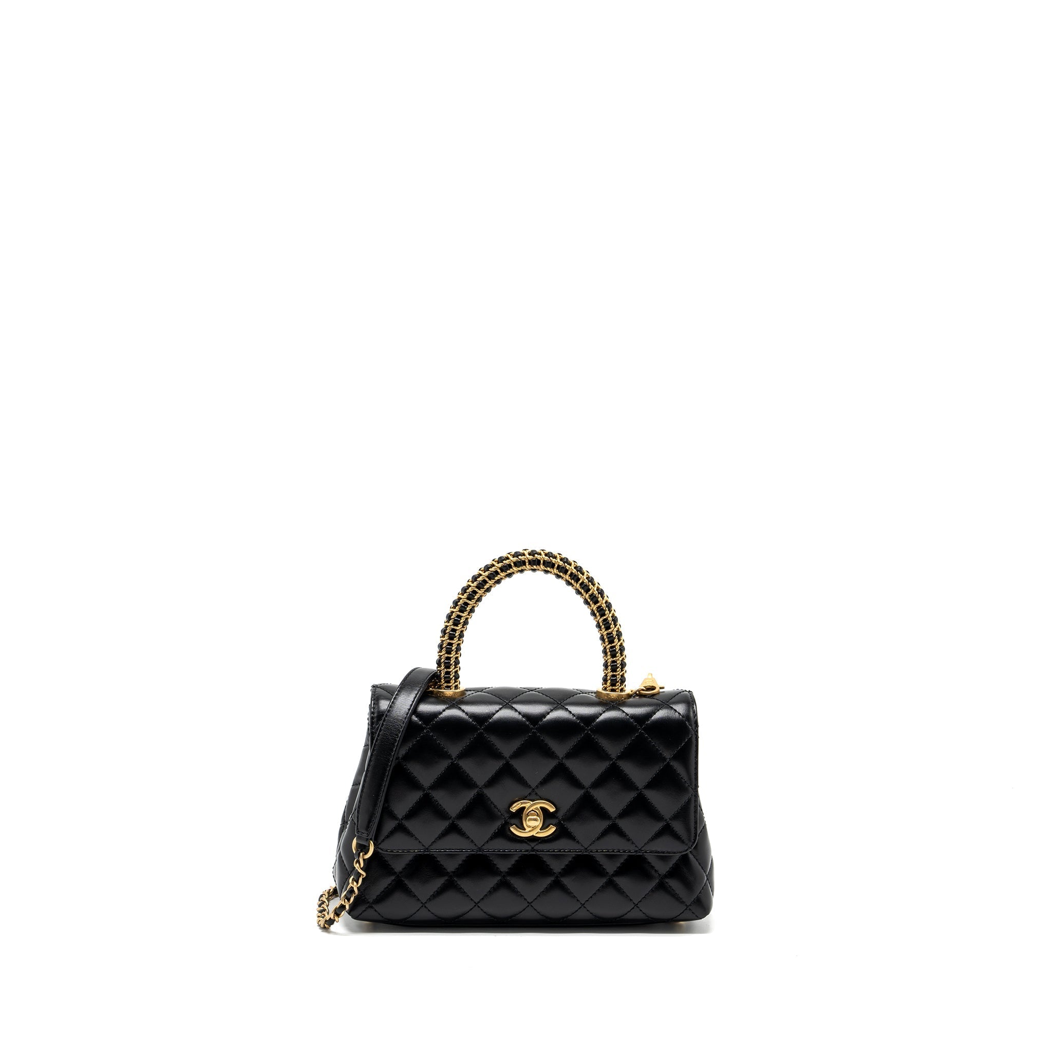 CHANEL SMALL COCO HANDLE LIMITED EDITION SMOOTH CALFSKIN BLACK GHW(MICROCHIP)