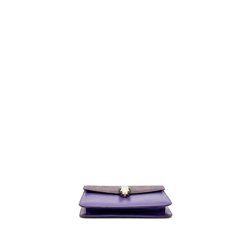 BVLGARI SERPENTI FOREVER BAG CRYSTAL GALUCHAT/CALFSKIN PURPLE LGHW