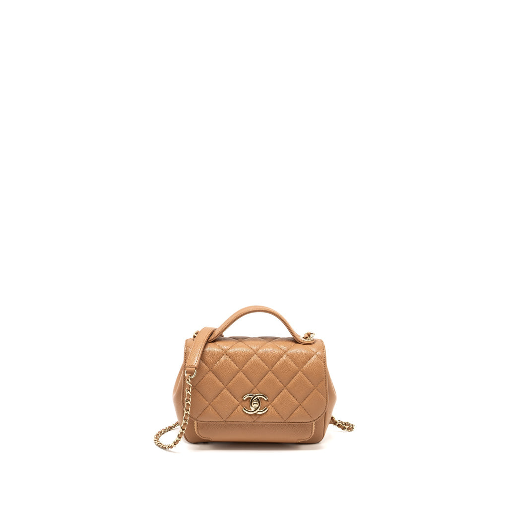 CHANEL SMALL BUSINESS AFFINITY CAVIAR DARK BEIGE LGHW