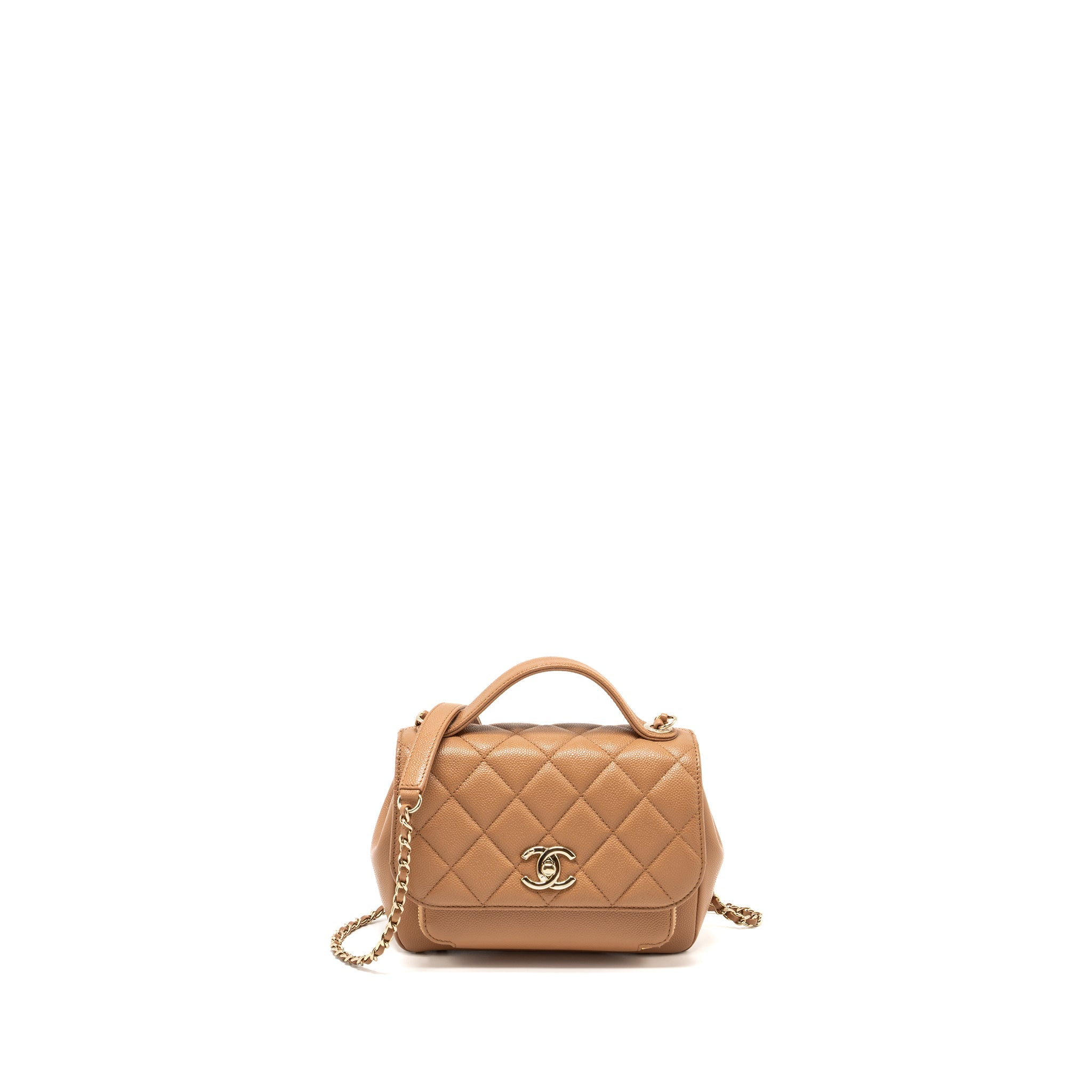 CHANEL SMALL BUSINESS AFFINITY CAVIAR DARK BEIGE LGHW