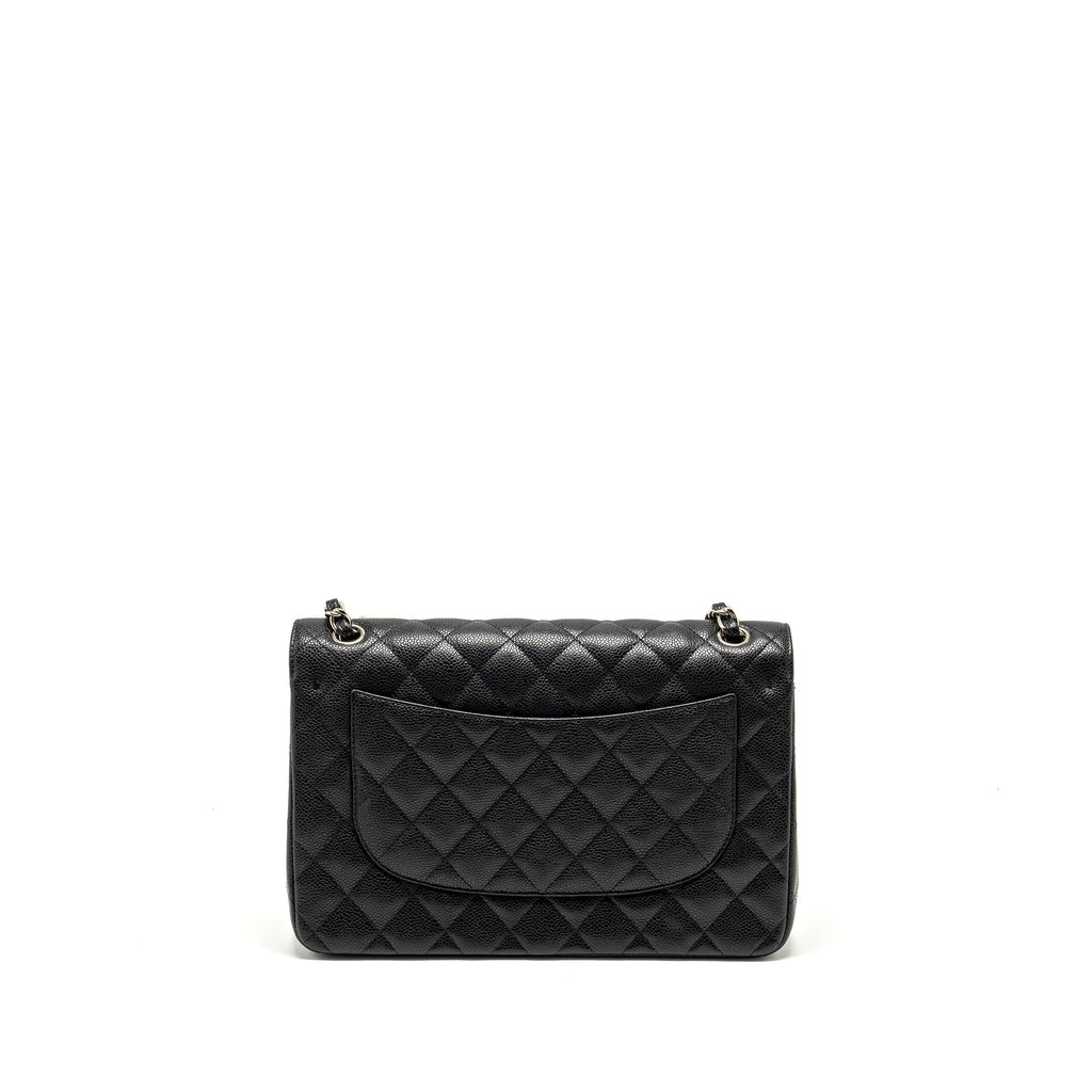 CHANEL JUMBO CLASSIC DOUBLE FLAP BAG CAVIAR BLACK SHW