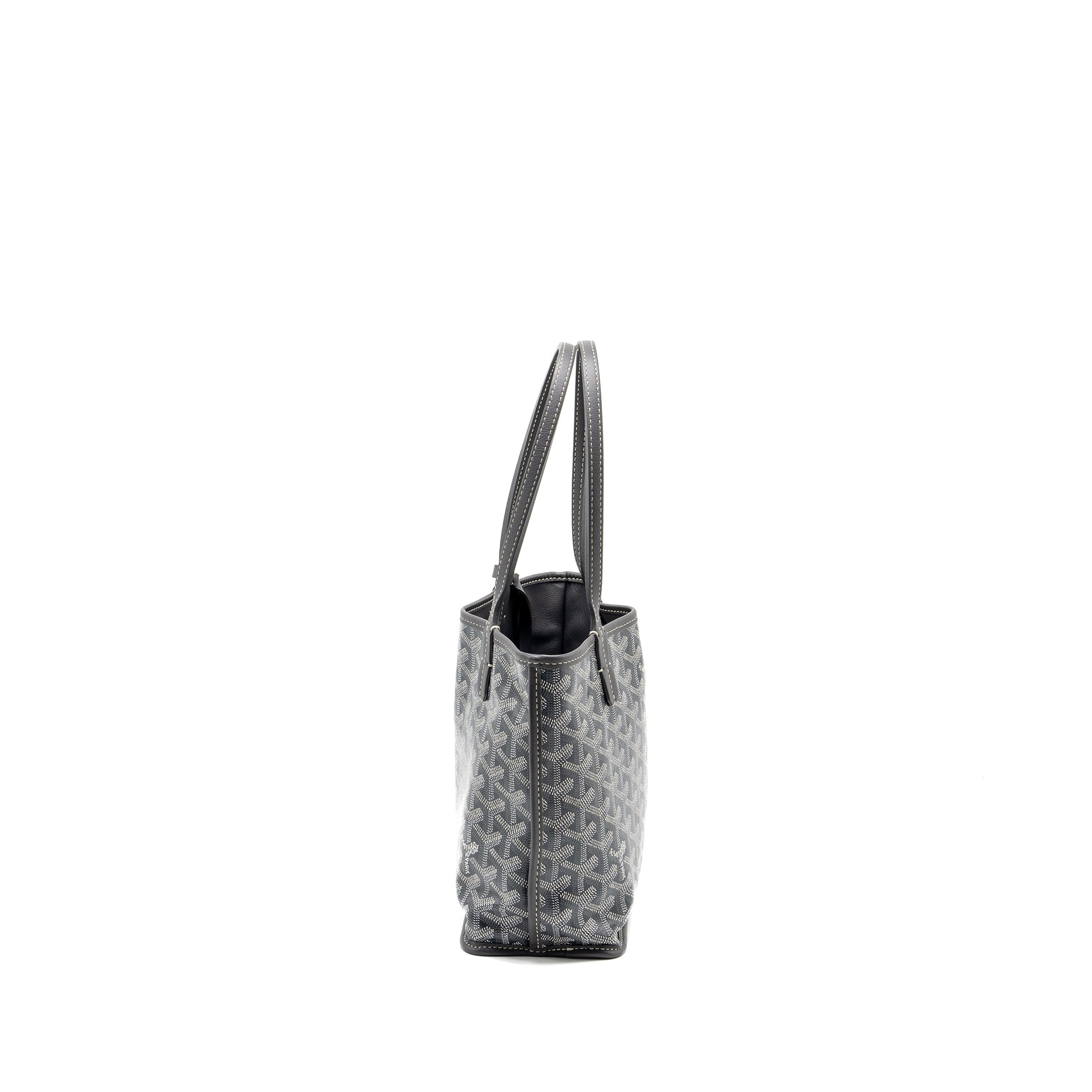 GOYARD MINI ANJOU TOTE BAG GOYARDLINE CANVAS/CALFSKIN GREY SHW