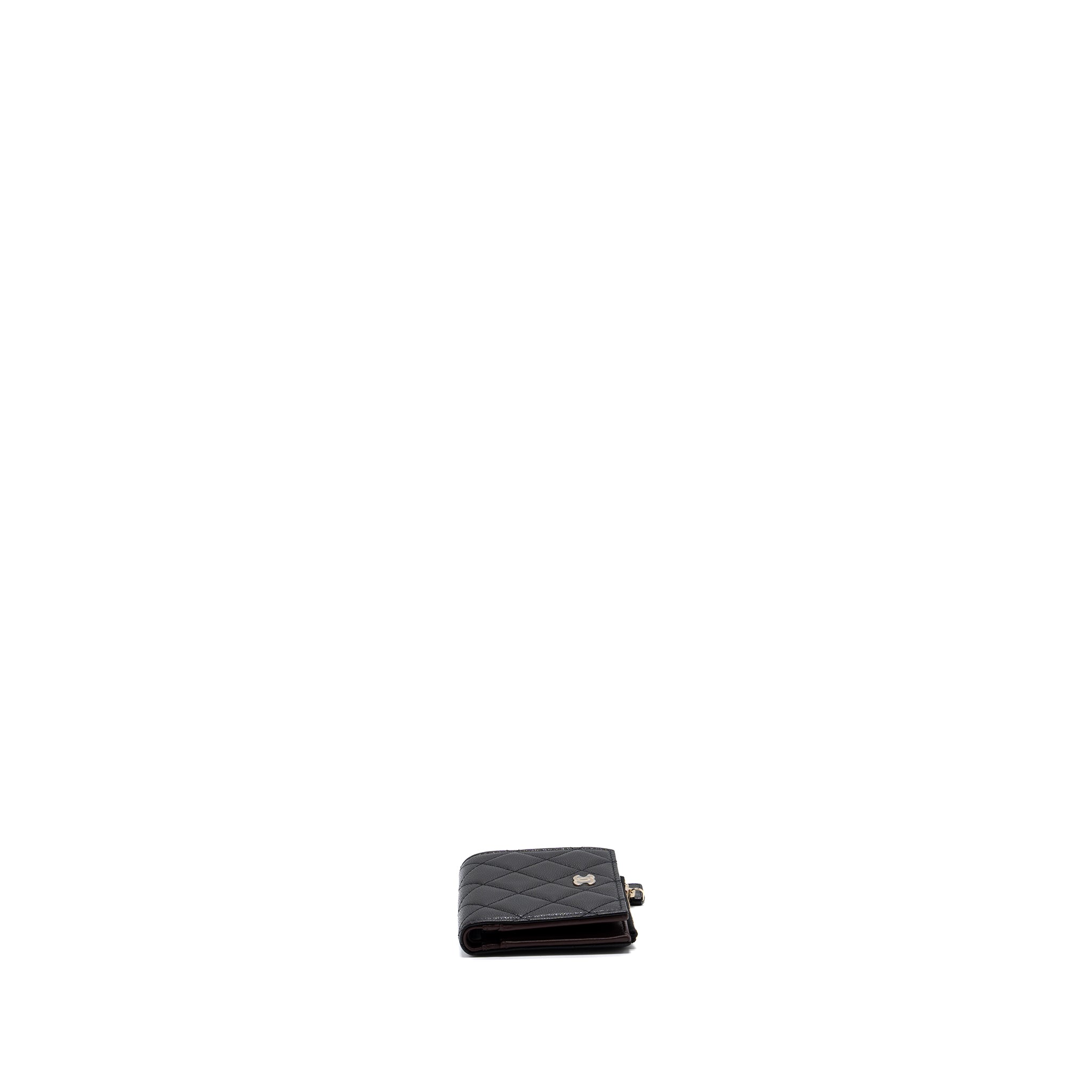 CHANEL QUILTED FOLD WALLET CAVIAR BLACK LGHW (MICROCHIP)