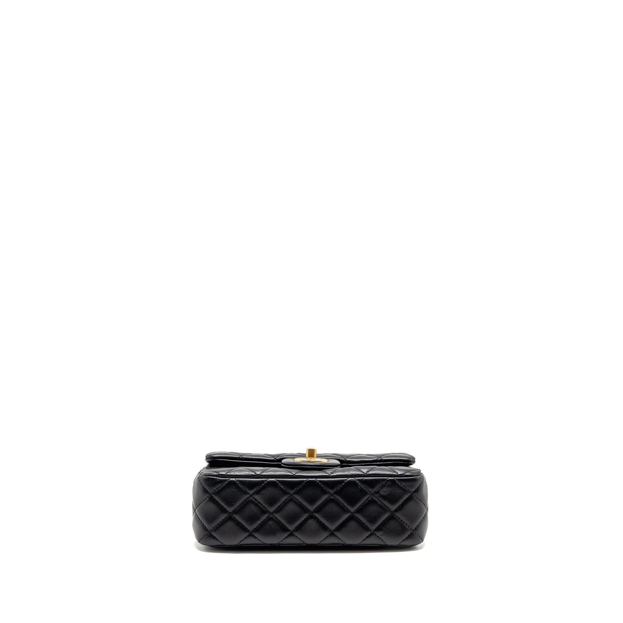 CHANEL PEARL CRUSH MINI RECTANGULAR FLAP BAG LAMBSKIN BLACK GHW (MICROCHIP)