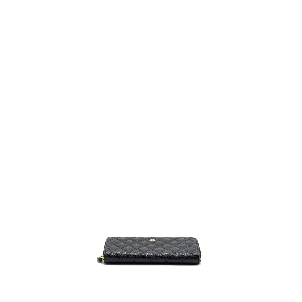 CHANEL CLASSIC LONG ZIPPED WALLET CAVIAR BLACK GHW (MICROCHIP)