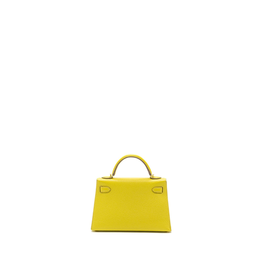 HERMES MINI KELLY II CHEVRE MYSORE LIME / GRIS PERLE LGHW
