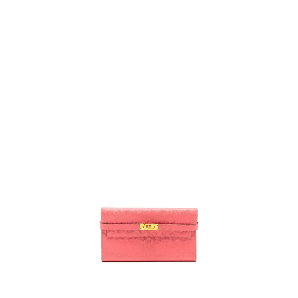 HERMES KELLY LONG WALLET EPSOM ROSE LIPSTICK GHW