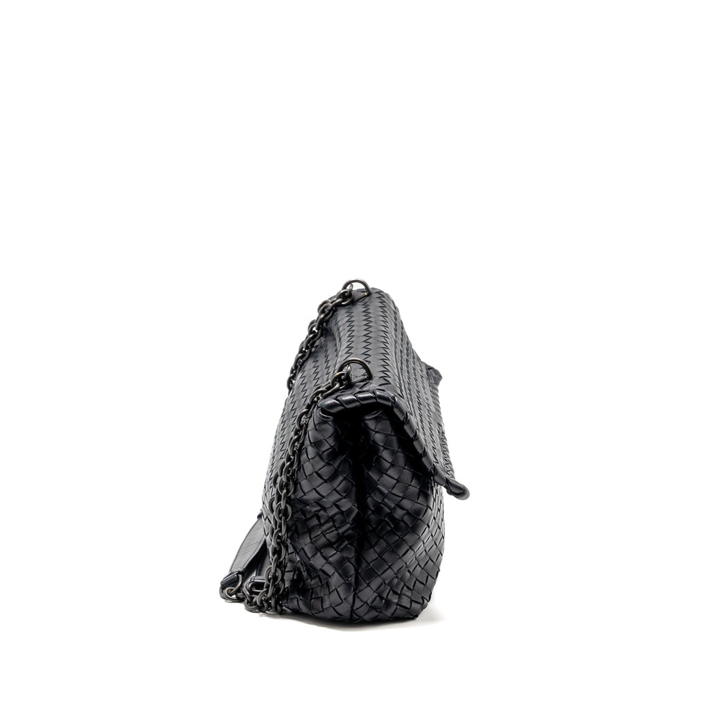 BOTTEGA VENETA OLYMPIA BAG LEATHER BLACK WITH BLACK HARDWARE