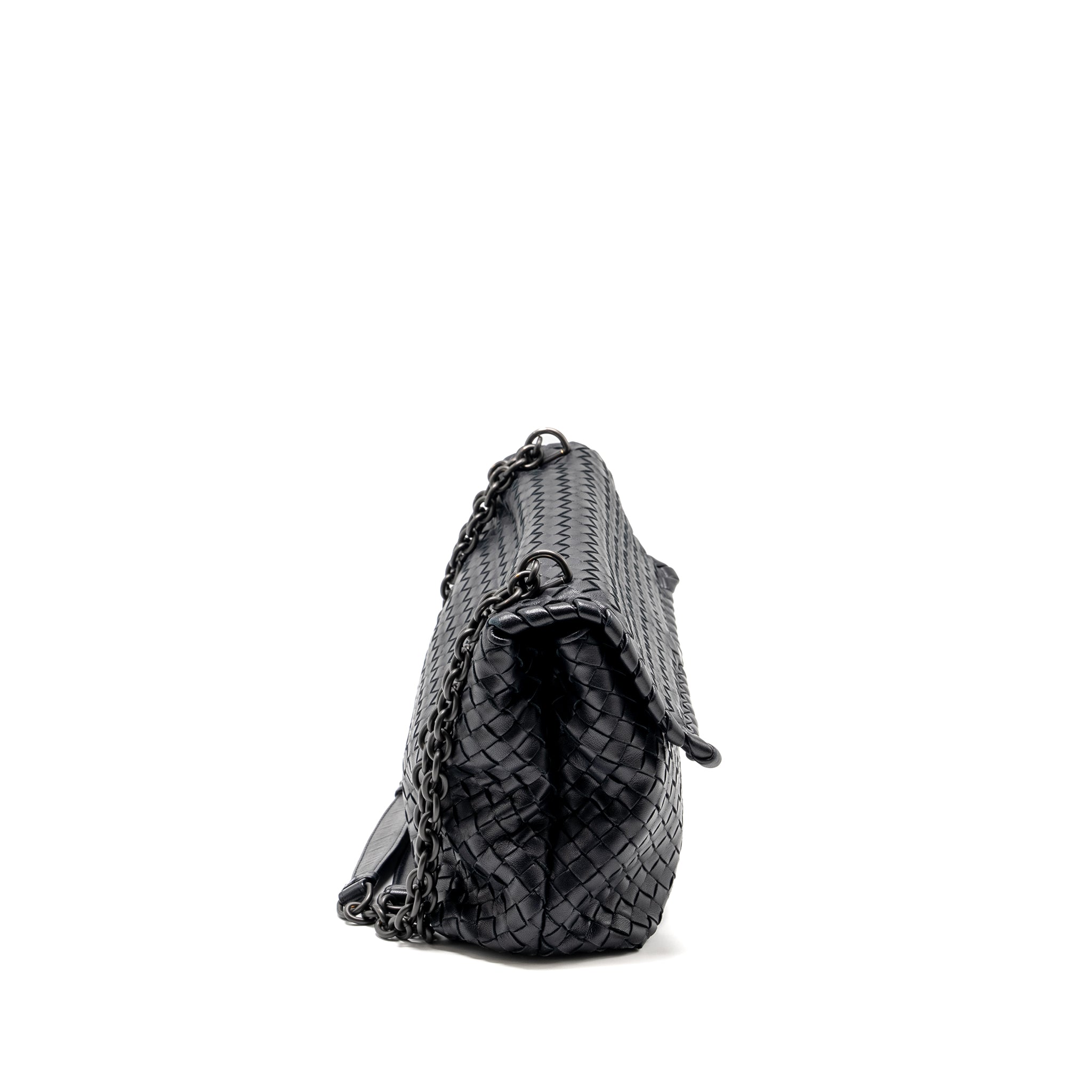BOTTEGA VENETA OLYMPIA BAG LEATHER BLACK WITH BLACK HARDWARE
