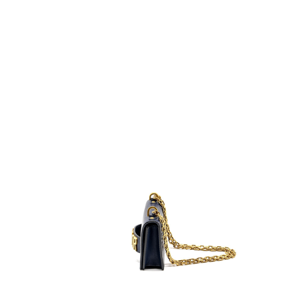 DIOR MINI J’ADIOR CHAIN FLAP BAG CALFSKIN NAVY BLUE GHW